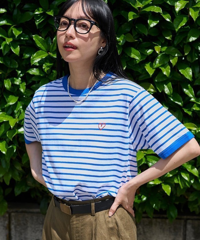 【フリークスストア/FREAK'S STORE】のワンポイントハート刺繍 ボーダーリンガーTシャツ 24SS インテリア・キッズ・メンズ・レディースファッション・服の通販 founy(ファニー) 　ファッション　Fashion　レディースファッション　WOMEN　トップス・カットソー　Tops/Tshirt　シャツ/ブラウス　Shirts/Blouses　ロング / Tシャツ　T-Shirts　2024年　2024　2024春夏・S/S　Ss,Spring/Summer,2024　ボーダー　Border　ワンポイント　One Point　夏　Summer　S/S・春夏　Ss・Spring/Summer　ブルー|ID: prp329100004582212 ipo3291000000032469642