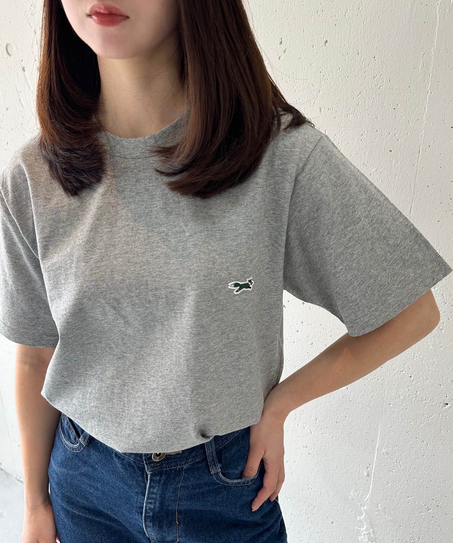 【セットアップセブン/SETUP7】のTHE FOX/ワッペン半袖Tシャツ ロゴT インテリア・キッズ・メンズ・レディースファッション・服の通販 founy(ファニー) 　ファッション　Fashion　レディースファッション　Fashion for Women　トップス・カットソー　Cut & Sew Tops　シャツ・ブラウス・オフィスカジュアル　Elegant Blouses & Button-Ups　ロングTシャツ・Tシャツ　Longline T-Shirts & Tees　アクリル　Acrylic Material　シンプル　Simple, Minimal　ジャケット　Jacket, Outerwear　スラックス　Slacks, Dress Pants　チェーン　Chain, Chain Strap　デニム　Denim, Jeans Material　バランス　Balance, Style Balance　フレア　Flare, Flared　プリーツ　Pleats, Pleated　ベーシック　Basic, Essential　半袖　Short Sleeve, Half Sleeve　ルーズ　Loose, Oversized　再入荷　Restock / Back in Stock　おすすめ　Recommended / Our Picks　GRY|ID: prp329100004582239 ipo3291000000033544360