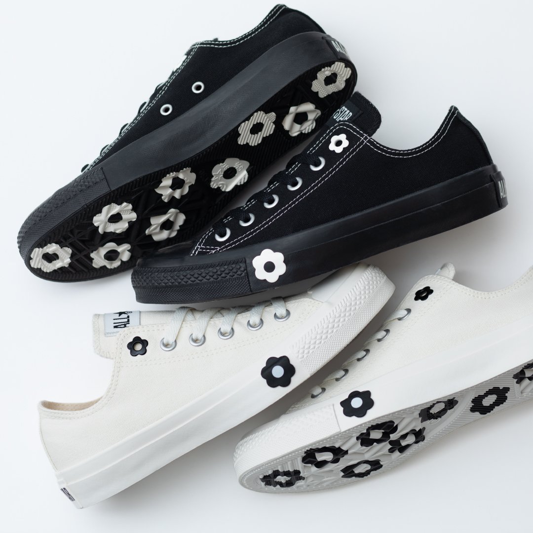【コンバース/CONVERSE】の【CONVERSE 公式】ALL STAR FLOWERTOE OX / 【コンバース 公式】オールスター フラワートウ OX ローカット インテリア・キッズ・メンズ・レディースファッション・服の通販 founy(ファニー) 　ファッション　Fashion　レディースファッション　Fashion for Women　キャップ　Cap, Baseball Cap　シューズ　Shoes, Footwear　フラワー　Flower, Floral　モチーフ　Motif, Design Theme　ラバー　Rubber, Rubber Sole　人気　Popular, Best Seller　ブラック|ID: prp329100004582258 ipo3291000000033548074