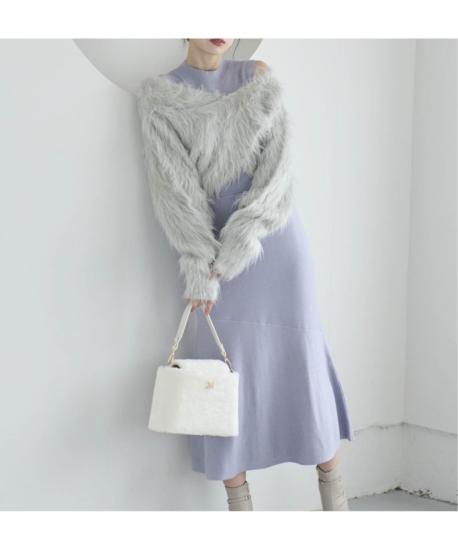 【ノエラ/Noela】のシャギーボレロニットワンピセット インテリア・キッズ・メンズ・レディースファッション・服の通販 founy(ファニー) 　ファッション　Fashion　レディースファッション　Ladies' Fashion Online　アウター　Coat Outerwear　ボレロ　Bolero jackets　ワンピース　Dress　ニットワンピース　Knit Dresses　インナーキャミ　Inner Cami　トレンド　Trend　ノースリーブ　No Sleeve　ボレロ　Bolero　ポケット　Pocket　ライダースジャケット　Riders Jacket　サックス|ID: prp329100004582316 ipo3291000000032590086