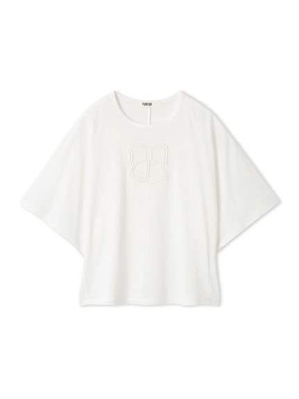 【ファーファー/FURFUR】のリボンロゴ刺繍ワイドスリーブTシャツ 人気、トレンドファッション・服の通販 founy(ファニー) 　ファッション　Fashion　レディースファッション　WOMEN　トップス・カットソー　Tops/Tshirt　シャツ/ブラウス　Shirts/Blouses　ロング / Tシャツ　T-Shirts　カットソー　Cut And Sew　スリーブ　Sleeve　フェミニン　Feminine　リボン　Ribbon　ワイド　Wide　 other-1|ID: prp329100004582325 ipo3291000000032470552