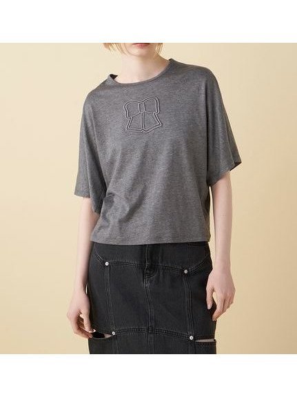 【ファーファー/FURFUR】のリボンロゴ刺繍ワイドスリーブTシャツ インテリア・キッズ・メンズ・レディースファッション・服の通販 founy(ファニー) 　ファッション　Fashion　レディースファッション　WOMEN　トップス・カットソー　Tops/Tshirt　シャツ/ブラウス　Shirts/Blouses　ロング / Tシャツ　T-Shirts　カットソー　Cut And Sew　スリーブ　Sleeve　フェミニン　Feminine　リボン　Ribbon　ワイド　Wide　GRY[006]|ID: prp329100004582325 ipo3291000000032470555