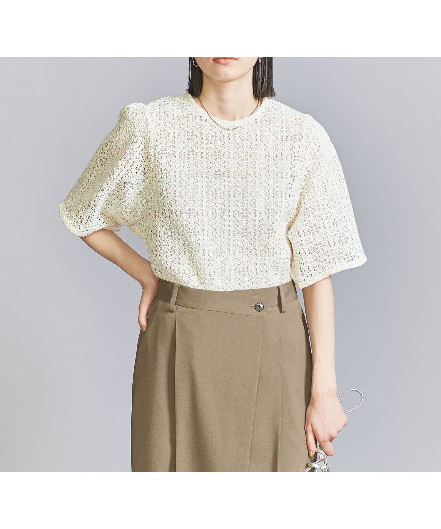 【その他のブランド/Other】のラッセルレース ショートスリーブ トップス 人気、トレンドファッション・服の通販 founy(ファニー) 　ファッション　Fashion　レディースファッション　Fashion for Women　トップス・カットソー　Cut & Sew Tops　おすすめ　Recommended / Our Picks　コンパクト　Compact, Small Size　ショート　Short, Short Length　シンプル　Simple, Minimal　スリーブ　Sleeve, Long Sleeve / Short Sleeve　フェミニン　Feminine, Girly　ラッセル　Raschel, Raschel Lace　レース　Lace, Lace Fabric　ワイド　Wide, Wide Fit　春　Spring　 other-1|ID: prp329100004582366 ipo3291000000032724893