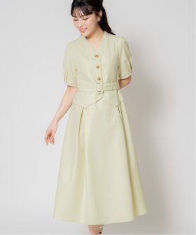 【ノエラ/Noela】のリネンライクレイヤードスタイルワンピース 人気、トレンドファッション・服の通販 founy(ファニー) ファッション Fashion レディースファッション Ladies' Fashion Online ワンピース Dress ジャケット Jacket ドッキング Docking ポケット Pocket |ID:prp329100004582367