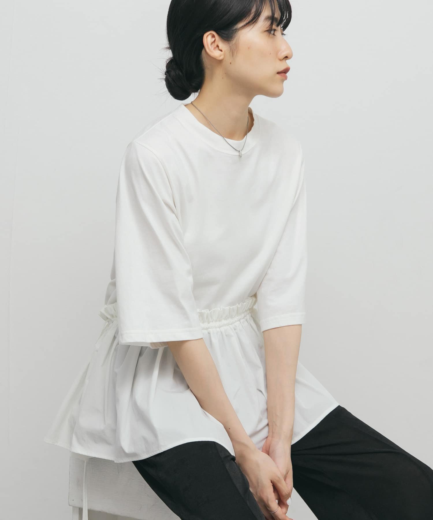 【ケービーエフ/KBF / URBAN RESEARCH】の汗ジミ防止ペプラムドッキングTEE インテリア・キッズ・メンズ・レディースファッション・服の通販 founy(ファニー) 　ファッション　Fashion　レディースファッション　Fashion for Women　2025年　2025　2025春夏・S/S　Spring/Summer 2025 SS25　シェイプ　Shape, Slim Fit　ドッキング　Docking, Mixed Material　ペプラム　Peplum, Flared Hem　夏　Summer　S/S・春夏　SS, Spring/Summer, Warm Season　OFF×OFF|ID: prp329100004582433 ipo3291000000032750598