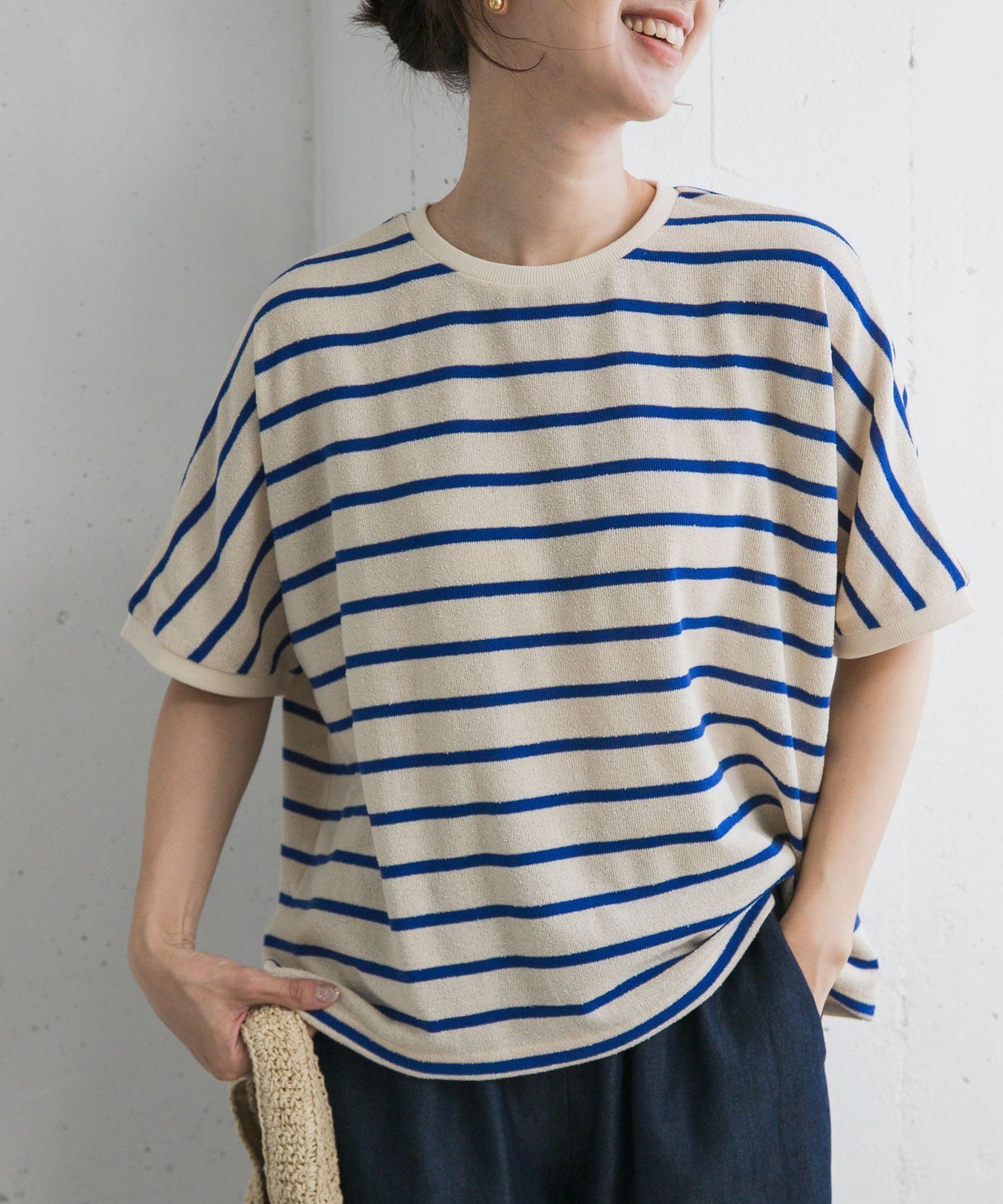 【アーバンリサーチ ドアーズ/URBAN RESEARCH DOORS】のブークレボーダープルオーバー インテリア・キッズ・メンズ・レディースファッション・服の通販 founy(ファニー) 　ファッション　Fashion　レディースファッション　WOMEN　トップス・カットソー　Tops/Tshirt　プルオーバー　Pullover　2025年　2025　2025春夏・S/S　Ss,Spring/Summer,2025　シンプル　Simple　ボーダー　Border　リラックス　Relax　夏　Summer　S/S・春夏　Ss・Spring/Summer　NAT×BLU|ID: prp329100004582471 ipo3291000000032472110