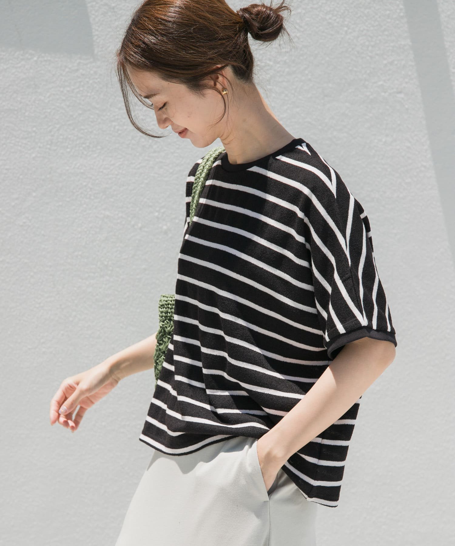【アーバンリサーチ ドアーズ/URBAN RESEARCH DOORS】のブークレボーダープルオーバー インテリア・キッズ・メンズ・レディースファッション・服の通販 founy(ファニー) 　ファッション　Fashion　レディースファッション　WOMEN　トップス・カットソー　Tops/Tshirt　プルオーバー　Pullover　2025年　2025　2025春夏・S/S　Ss,Spring/Summer,2025　シンプル　Simple　ボーダー　Border　リラックス　Relax　夏　Summer　S/S・春夏　Ss・Spring/Summer　BLK×OFF|ID: prp329100004582471 ipo3291000000032472111