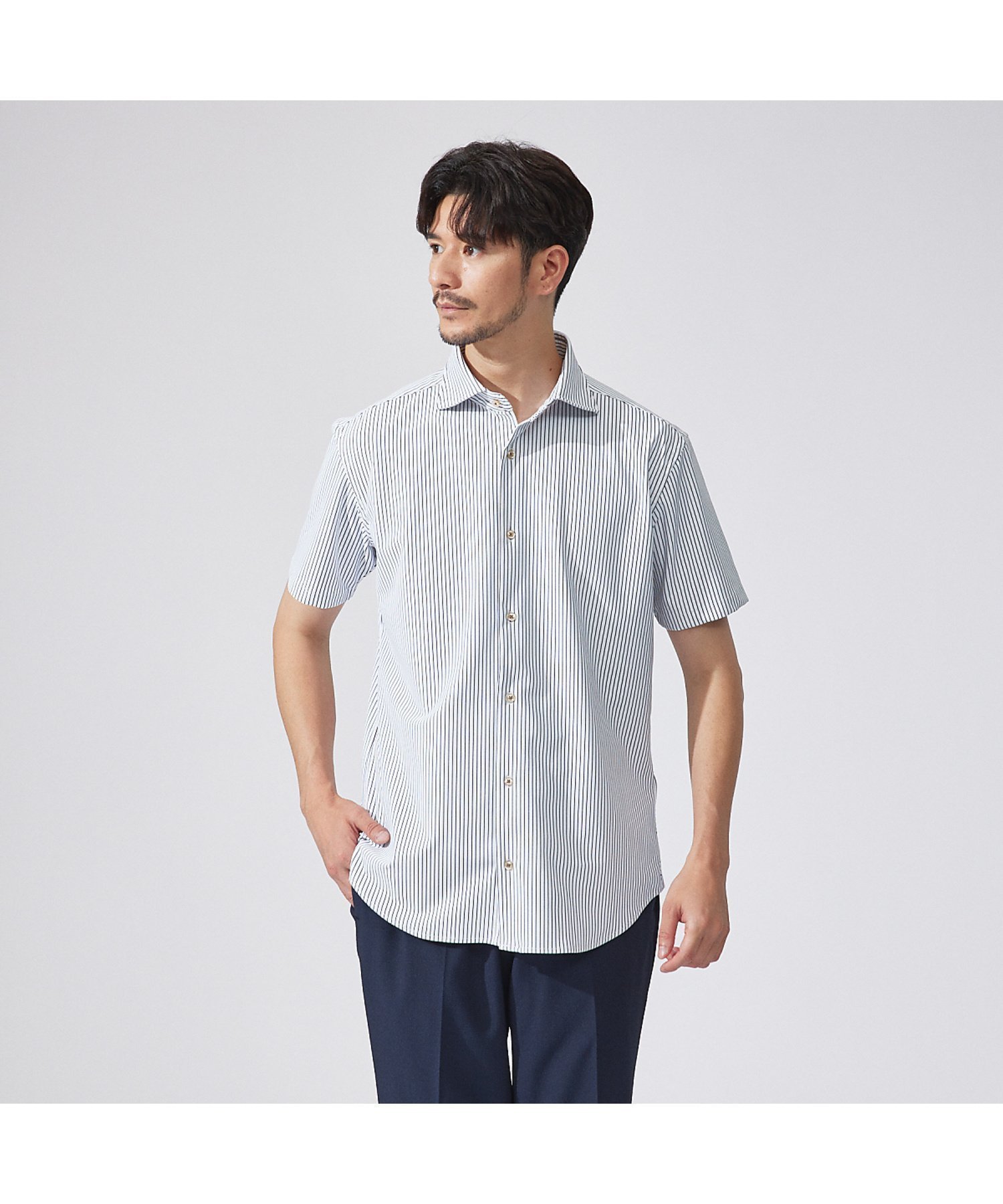 【アバハウス/ABAHOUSE / MEN】の【FLEX SHIRTS】接触冷感 ペンストライプ 半袖シャツ インテリア・キッズ・メンズ・レディースファッション・服の通販 founy(ファニー) 　ファッション　Fashion　メンズファッション　MEN　インナー　Inner　ジャケット　Jacket　スタイリッシュ　Stylish　ストライプ　Stripe　ストレッチ　Stretch　スーツ　Suit　セットアップ　Set Up　プリント　Print　半袖　Short Sleeve　おすすめ　Recommend　ホワイト|ID: prp329100004582590 ipo3291000000032472984