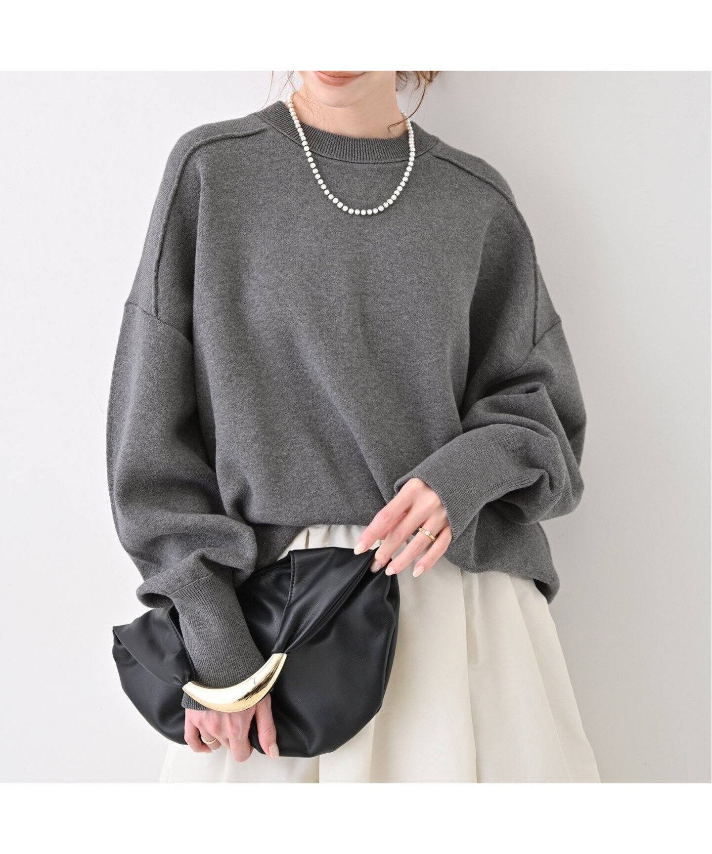 【スローブ イエナ/SLOBE IENA】の《追加 》オーバーサイズ スウェットライクニット インテリア・キッズ・メンズ・レディースファッション・服の通販 founy(ファニー) 　ファッション　Fashion　レディースファッション　Fashion for Women　トップス・カットソー　Cut & Sew Tops　ニット　Knit Tops & Sweaters　レディースパーカー・カジュアルフーディー　Casual Hoodies & Sweatshirts　スウェット・クルーネックトップス　Sweatshirts & Crewnecks / Relaxed Fit Sweat Tops　2025年　2025　2025-2026秋冬・A/W　Autumn/Winter 2025–26 AW25–26　グレー|ID: prp329100004582632 ipo3291000000033549763
