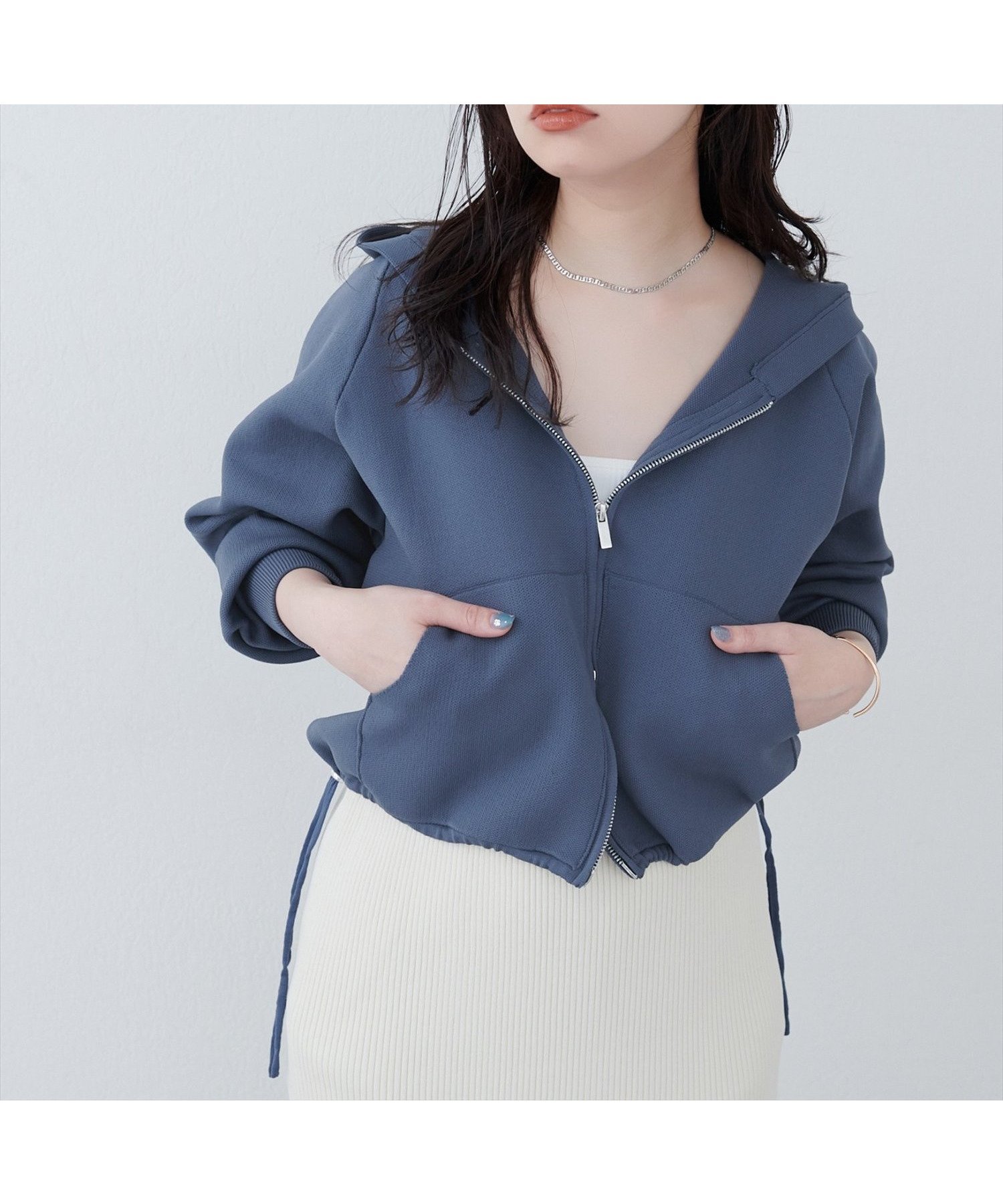 【ナチュラルクチュール/natural couture】の【WEB限定】ニットジップフーディーブルゾン インテリア・キッズ・メンズ・レディースファッション・服の通販 founy(ファニー) 　ファッション　Fashion　レディースファッション　WOMEN　アウター　Coat Outerwear　ブルゾン　Blouson/Jackets　トップス・カットソー　Tops/Tshirt　ニット　Knit Tops　2025年　2025　ブルーグレー|ID: prp329100004582717 ipo3291000000032474014