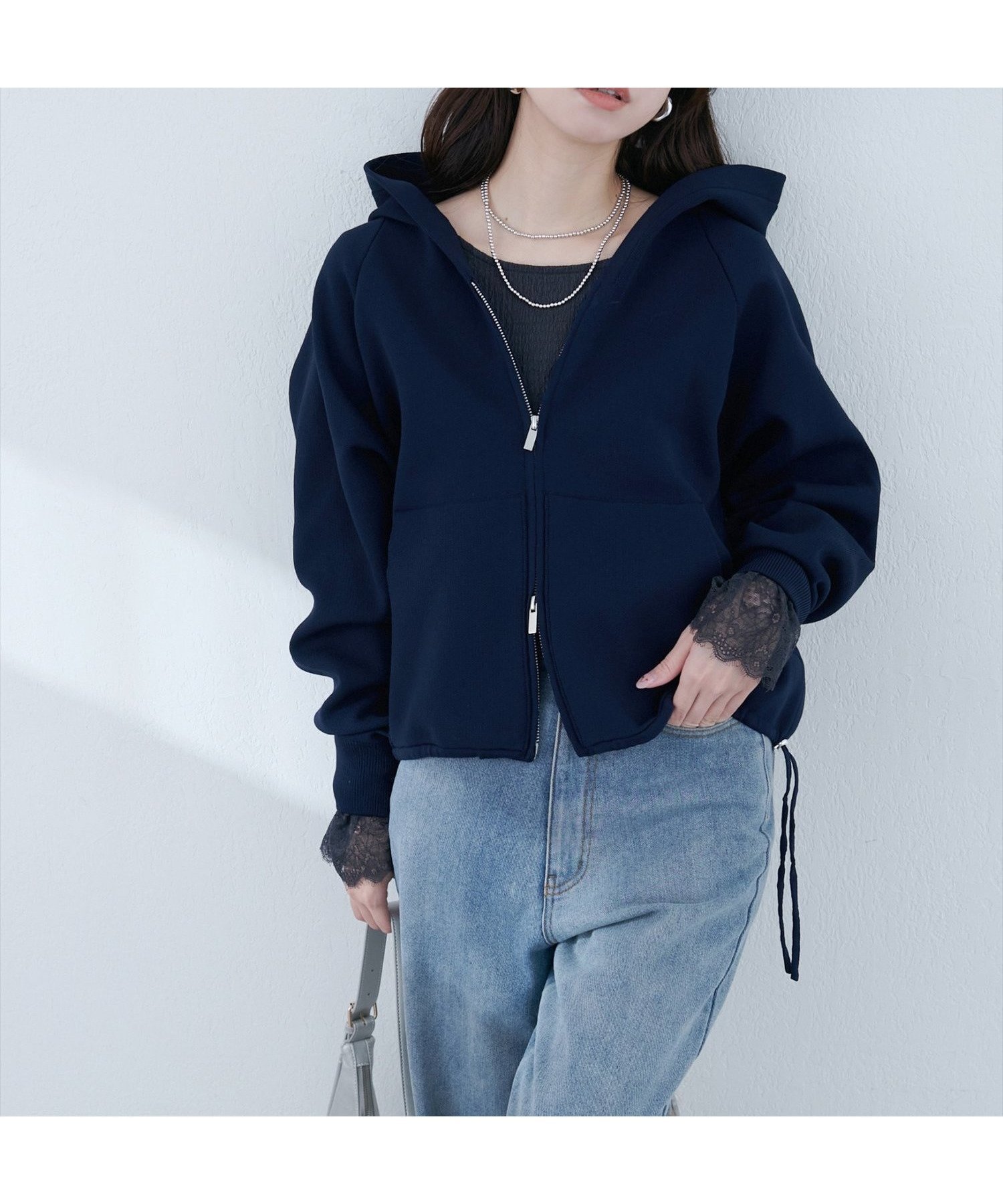 【ナチュラルクチュール/natural couture】の【WEB限定】ニットジップフーディーブルゾン インテリア・キッズ・メンズ・レディースファッション・服の通販 founy(ファニー) 　ファッション　Fashion　レディースファッション　WOMEN　アウター　Coat Outerwear　ブルゾン　Blouson/Jackets　トップス・カットソー　Tops/Tshirt　ニット　Knit Tops　2025年　2025　ネイビー|ID: prp329100004582717 ipo3291000000032474018