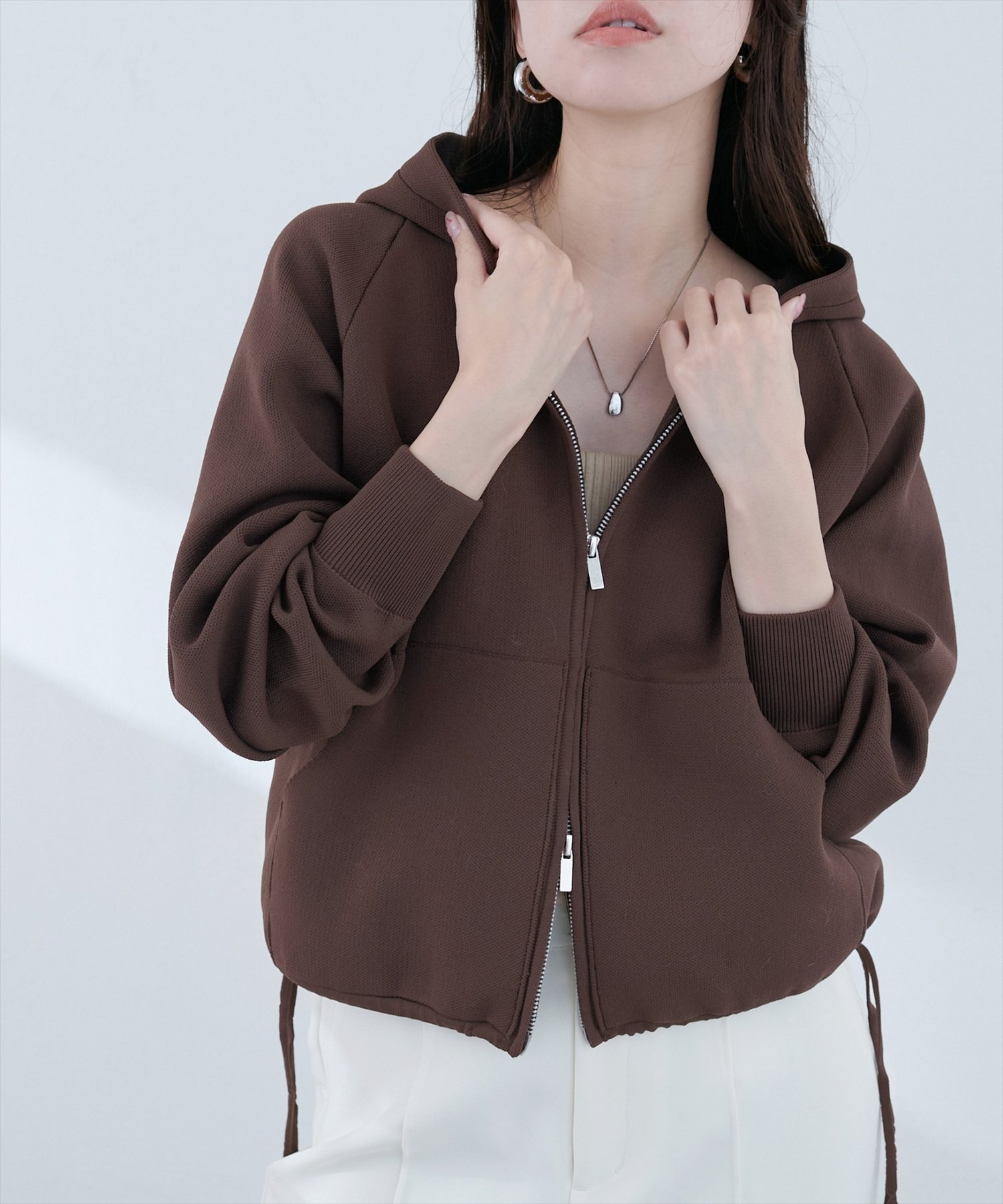 【ナチュラルクチュール/natural couture】の【WEB限定】ニットジップフーディーブルゾン インテリア・キッズ・メンズ・レディースファッション・服の通販 founy(ファニー) 　ファッション　Fashion　レディースファッション　WOMEN　アウター　Coat Outerwear　ブルゾン　Blouson/Jackets　トップス・カットソー　Tops/Tshirt　ニット　Knit Tops　2025年　2025　ブラウン|ID: prp329100004582717 ipo3291000000032474020