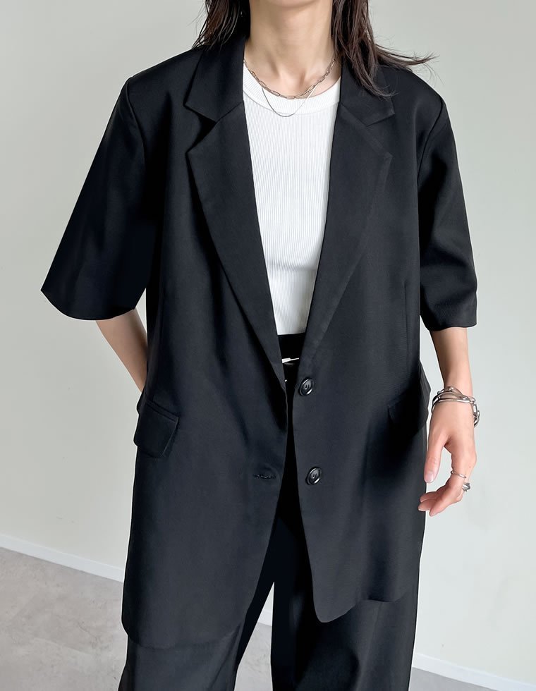 【リエディ/Re:EDIT】のリネンライク半袖テーラードジャケット 人気、トレンドファッション・服の通販 founy(ファニー) 　ファッション　Fashion　レディースファッション　Fashion for Women　アウター　Coat / Outerwear Collection　レディースジャケット・軽アウター　Jackets　テーラードジャケット / 通勤・きれいめスタイル　Tailored Jackets & Blazers　おすすめ　Recommended / Our Picks　ジャケット　Jacket, Outerwear　ストレッチ　Stretch, Stretchy Fabric　セットアップ　Set-Up, Coordinated Outfit　フォーマル　Formal, Dressy　リネン　Linen, Linen Fabric　半袖　Short Sleeve, Half Sleeve　夏　Summer　 other-1|ID: prp329100004582728 ipo3291000000032720863