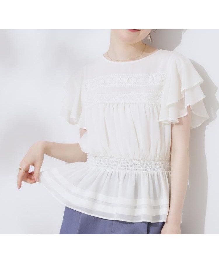 【クチュール ブローチ/Couture Brooch】の【大人可愛い・華やか】ダブルフリル袖ペプラムブラウス 人気、トレンドファッション・服の通販 founy(ファニー) 　ファッション　Fashion　レディースファッション　Fashion for Women　トップス・カットソー　Cut & Sew Tops　シャツ・ブラウス・オフィスカジュアル　Elegant Blouses & Button-Ups　ボリューム袖・フリルスリーブブラウス　Voluminous & Ruffle Sleeves / Puffy Sleeve Tops　シフォン　Chiffon, Lightweight Fabric　シャーリング　Shirring, Ruched　ダブル　Double, Double-Breasted　トレンド　Trend, Trending Now　フリル　Frill, Ruffle　ペプラム　Peplum, Flared Hem　ラッフル　Ruffle, Frill　レース　Lace, Lace Fabric　 other-1|ID: prp329100004582781 ipo3291000000032712863