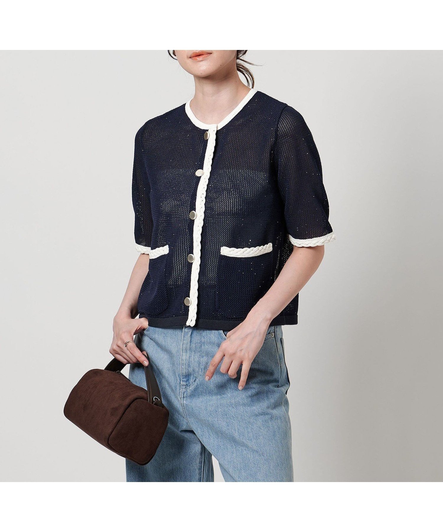 【ユナイテッドアローズ/UNITED ARROWS】のメッシュ スパンコール ニットカーディガン -ウォッシャブル- 人気、トレンドファッション・服の通販 founy(ファニー) 　ファッション　Fashion　レディースファッション　Ladies' Fashion Online　トップス・カットソー　Tops/Tshirt　ニット　Knit Tops　カーディガン　Cardigans　かぎ針　Crochet　ウォッシャブル　Washable　カーディガン　Cardigan　ストレート　Straight　スパンコール　Sequins　タイトスカート　Tight Skirt　デニム　Denim　ボトム　Bottom　メッシュ　Mesh　エレガント 上品　Elegant　夏　Summer　 other-1|ID: prp329100004582790 ipo3291000000032571637