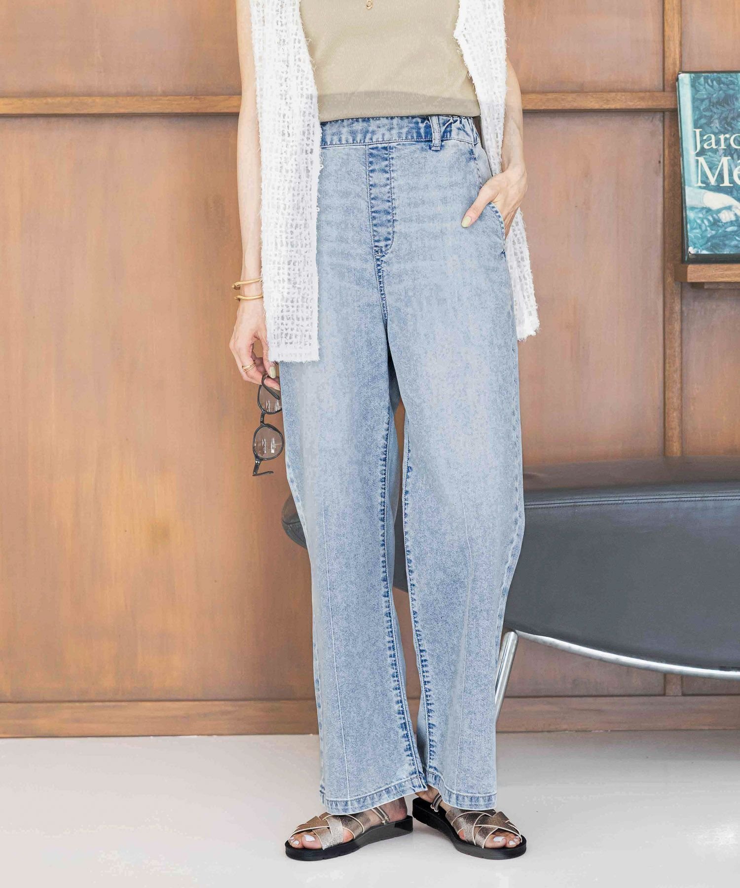 【グローバルワーク/GLOBAL WORK】の冷感デニムイージーパンツ/494053 人気、トレンドファッション・服の通販 founy(ファニー) 　ファッション　Fashion　レディースファッション　Fashion for Women　パンツ　Pants & Trousers　キャップ　Cap, Baseball Cap　シンプル　Simple, Minimal　センター　Center, Center Line　チュニック　Tunic, Long Top　デニム　Denim, Jeans Material　エレガント 上品　Elegant　夏　Summer　楽ちん　Easy Fit, Comfortable　 other-1|ID: prp329100004582814 ipo3291000000032475015
