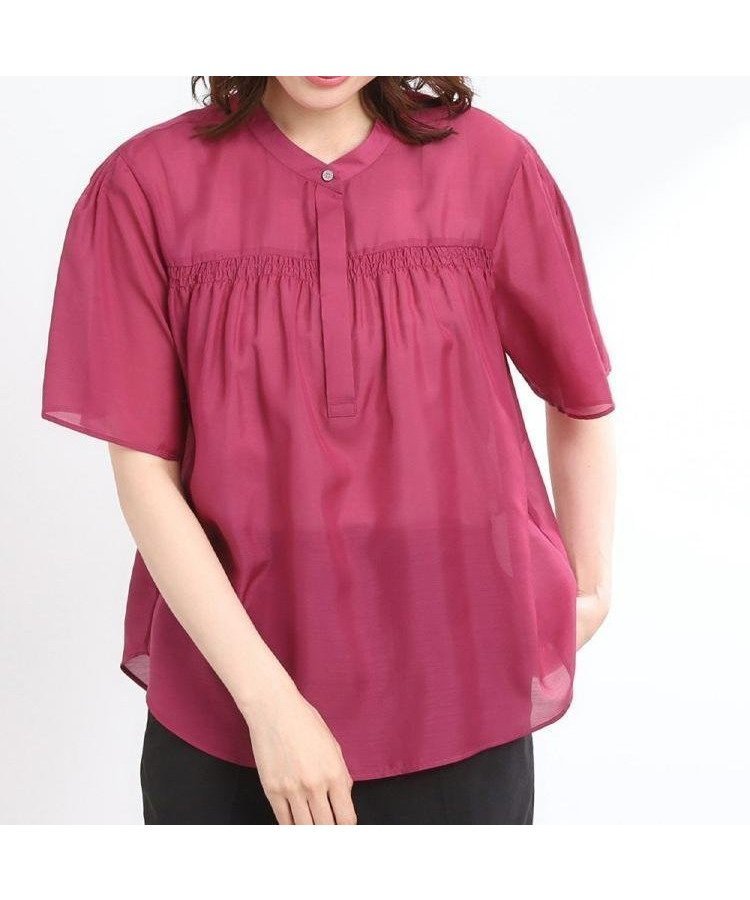 【リフレクト/Reflect】の【夏SALE/選べる5色◎/接触冷感/マシンウォッシュ可】シャーリングデザインブラウス インテリア・キッズ・メンズ・レディースファッション・服の通販 founy(ファニー) 　ファッション　Fashion　レディースファッション　Fashion for Women　トップス・カットソー　Cut & Sew Tops　シャツ・ブラウス・オフィスカジュアル　Elegant Blouses & Button-Ups　シャーリング　Shirring, Ruched　ブライト　Bright, Shiny　ヨーク　Yoke, Yoke Design　リラックス　Relax, Relaxed Fit　夏　Summer　ピンク|ID: prp329100004583021 ipo3291000000033547895
