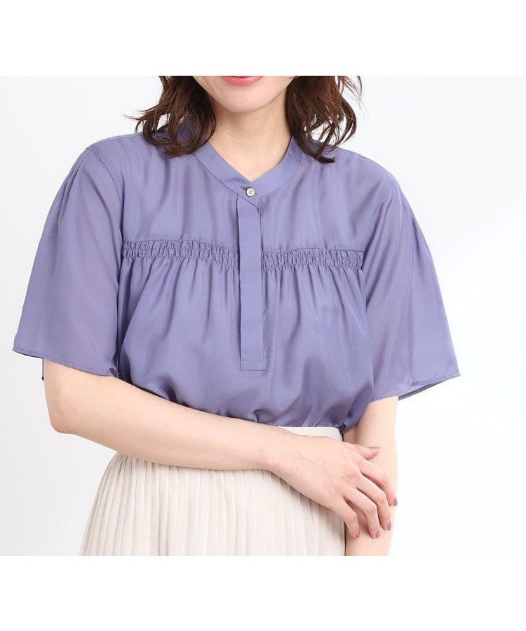 【リフレクト/Reflect】の【夏SALE/選べる5色◎/接触冷感/マシンウォッシュ可】シャーリングデザインブラウス インテリア・キッズ・メンズ・レディースファッション・服の通販 founy(ファニー) 　ファッション　Fashion　レディースファッション　Fashion for Women　トップス・カットソー　Cut & Sew Tops　シャツ・ブラウス・オフィスカジュアル　Elegant Blouses & Button-Ups　シャーリング　Shirring, Ruched　ブライト　Bright, Shiny　ヨーク　Yoke, Yoke Design　リラックス　Relax, Relaxed Fit　夏　Summer　ブルー|ID: prp329100004583021 ipo3291000000033547896