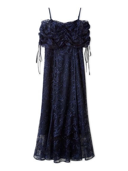 【フレイ アイディー/FRAY I.D】のシークインフラワーオフショルドレス インテリア・キッズ・メンズ・レディースファッション・服の通販 founy(ファニー) 　ファッション　Fashion　レディースファッション　Ladies' Fashion Online　ワンピース　Dress　ドレス　Party Dresses　NVY[089]|ID: prp329100004583138 ipo3291000000032592454
