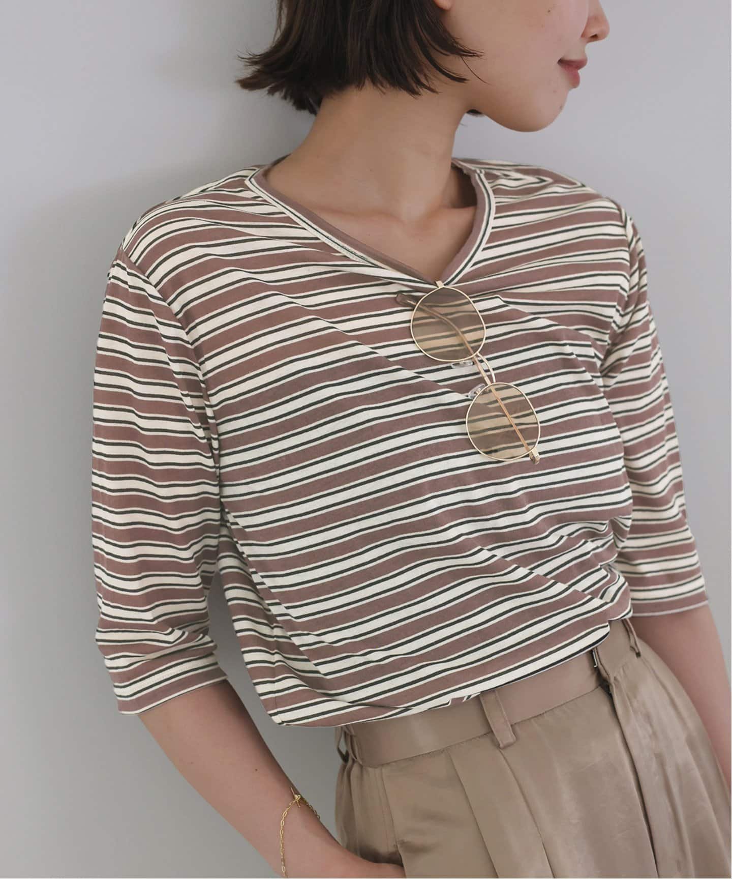 【スローブ イエナ/SLOBE IENA】の《追加 》シアー天竺5分袖Tシャツ インテリア・キッズ・メンズ・レディースファッション・服の通販 founy(ファニー) 　ファッション　Fashion　レディースファッション　Ladies' Fashion Online　トップス・カットソー　Tops/Tshirt　シャツ/ブラウス　Shirts/Blouses　ロング / Tシャツ　T-Shirts　2025年　2025　2025-2026秋冬・A/W　Aw/Autumn/Winter/Fw/Fall/2025-2026　シアー　Sheer　ブラウンベース|ID: prp329100004583173 ipo3291000000032624741