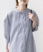 【シップス フォー ウィメン/SHIPS】の手洗い可能 スタンドカラー リボン ストライプ シャツ ワンピース ネイビー|ID:prp329100004583224