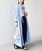 【シップス フォー ウィメン/SHIPS】の手洗い可能 スタンドカラー リボン ストライプ シャツ ワンピース ブルー|ID:prp329100004583224