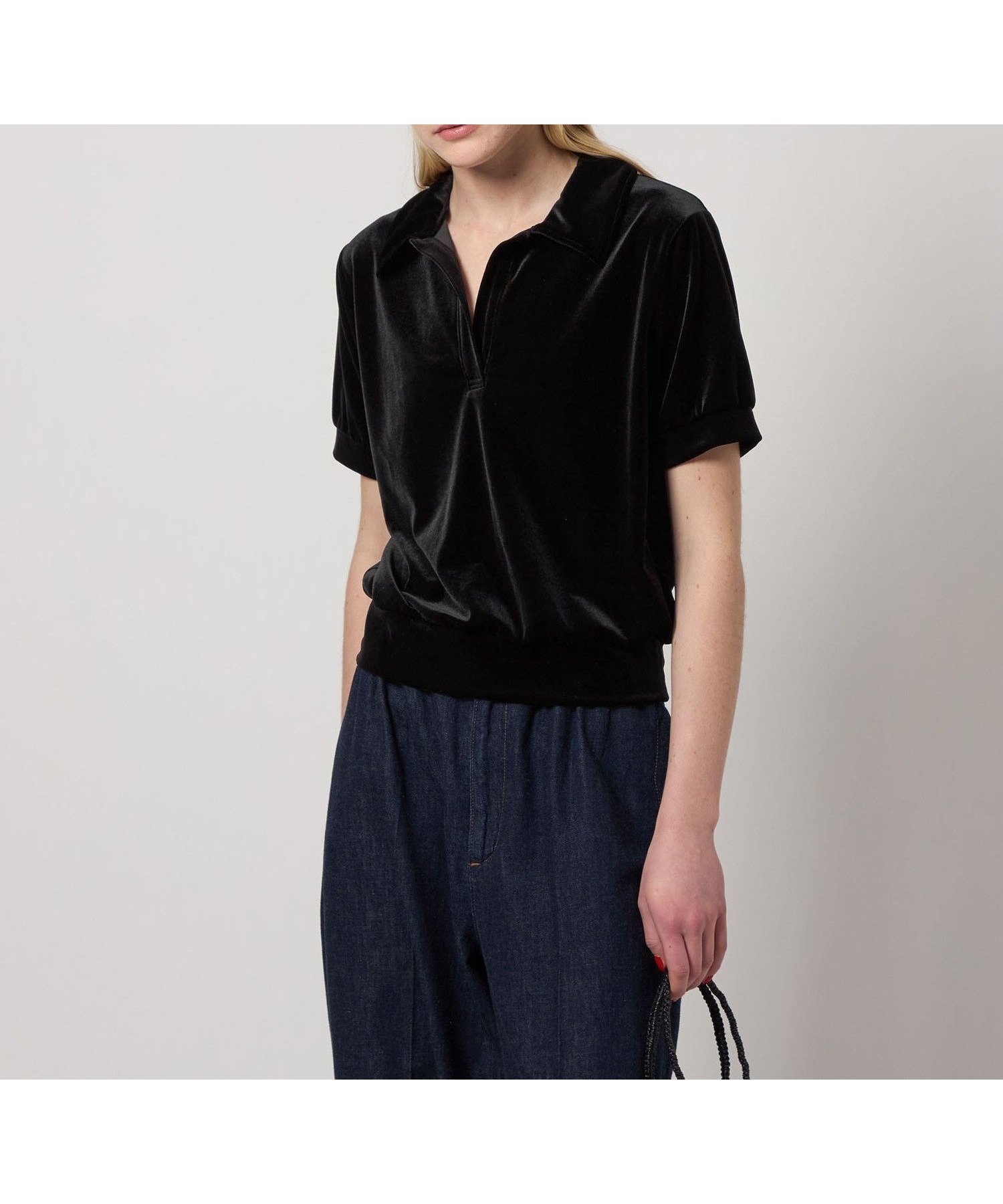 【ビューティ&ユース ユナイテッドアローズ/BEAUTY&YOUTH / UNITED ARROWS】のSteven Alan ベロア スキッパー ネック プルオーバー インテリア・キッズ・メンズ・レディースファッション・服の通販 founy(ファニー) 　ファッション　Fashion　レディースファッション　Ladies' Fashion Online　トップス・カットソー　Tops/Tshirt　プルオーバー　Pullover　ベロア　Velour　おすすめ　Recommend　エレガント 上品　Elegant　カットソー　Cut And Sew　シンプル　Simple　スキッパー　Skipper　ベロア　Velor　BLACK|ID: prp329100004583225 ipo3291000000032607759