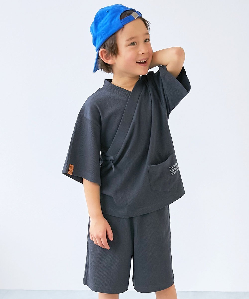 【デビロック/devirock / KIDS】のすぽっと着られる 着心地やわらか 無地 おやすみ甚平 甚平 25SS インテリア・キッズ・メンズ・レディースファッション・服の通販 founy(ファニー) 　ファッション　Fashion　キッズファッション　Fashion for Kids　シャーリング　Shirring, Ruched　シンプル　Simple, Minimal　無地　Plain, Solid Color　おすすめ　Recommended / Our Picks　2025年　2025　2025春夏・S/S　Spring/Summer 2025 SS25　スミクロ|ID: prp329100004583243 ipo3291000000032641897