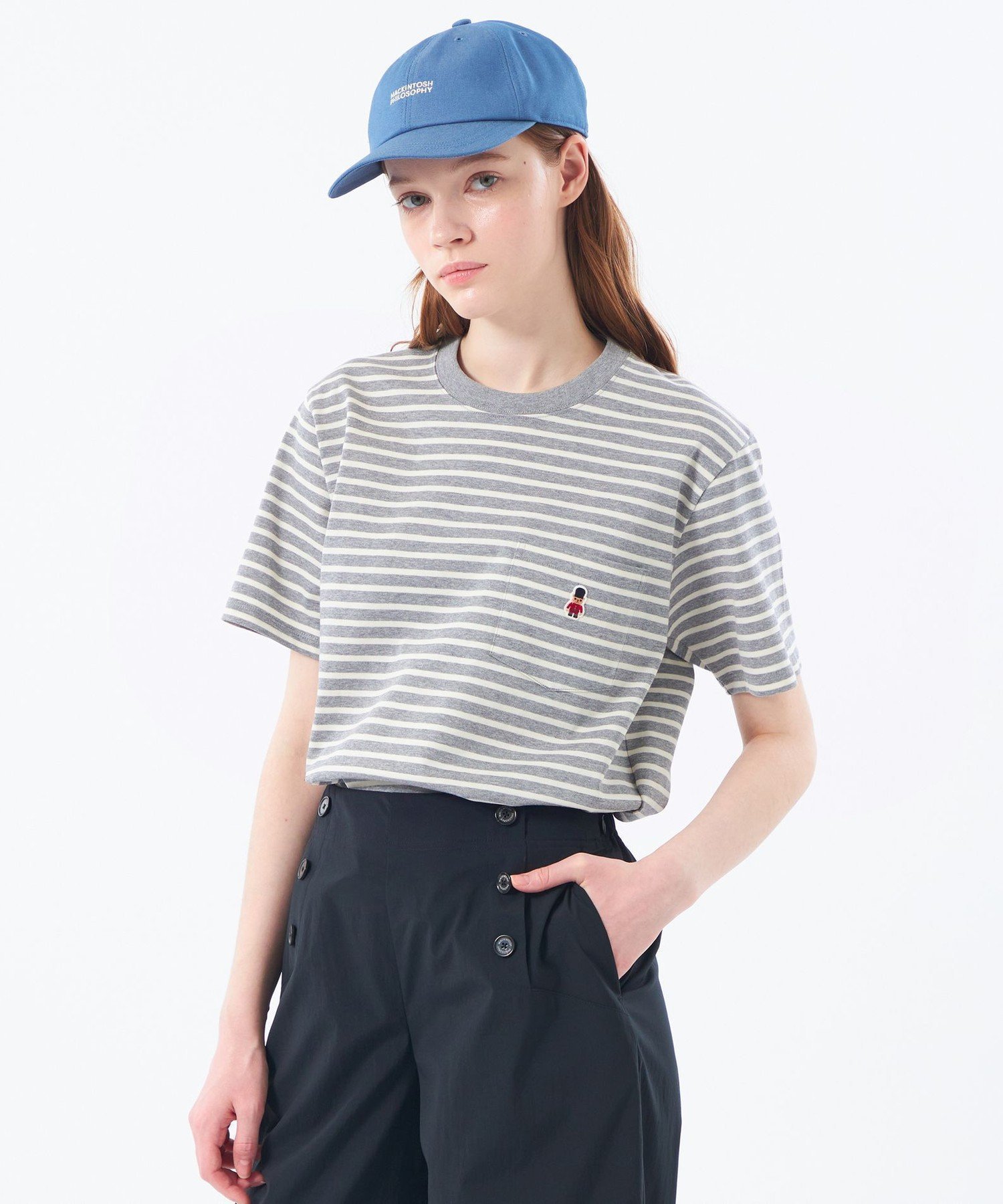 【マッキントッシュ フィロソフィー/MACKINTOSH PHILOSOPHY】のバッキンガムベア バスクボーダーポケットT インテリア・キッズ・メンズ・レディースファッション・服の通販 founy(ファニー) 　ファッション　Fashion　レディースファッション　WOMEN　おすすめ　Recommend　インナー　Inner　ベーシック　Basic　ロンドン　London　半袖　Short Sleeve　夏　Summer　春　Spring　秋　Autumn/Fall　グレー|ID: prp329100004583280 ipo3291000000032482557