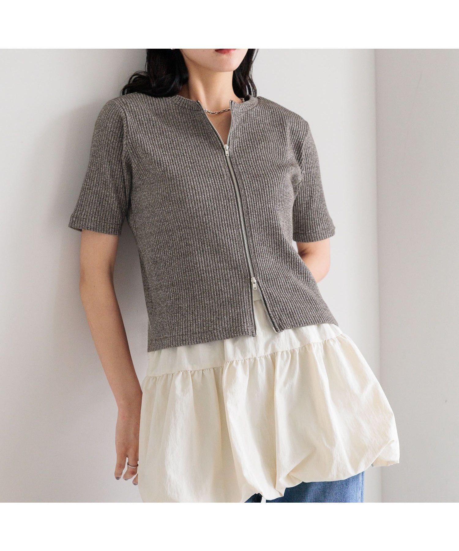 【ローリーズファーム/LOWRYS FARM】の【選べるSHORT LOG丈】WZIPリブカーディガンSS インテリア・キッズ・メンズ・レディースファッション・服の通販 founy(ファニー) 　ファッション　Fashion　レディースファッション　Fashion for Women　トップス・カットソー　Cut & Sew Tops　カーディガン・羽織り　Layered Style Cardigans　おすすめ　Recommended / Our Picks　タイトスカート　Pencil Skirt, Tight Skirt　デニム　Denim, Jeans Material　トレンド　Trend, Trending Now　フロント　Front, Front Design　ボトム　Bottoms, Lower Wear　チャコールグレー|ID: prp329100004583291 ipo3291000000033890150