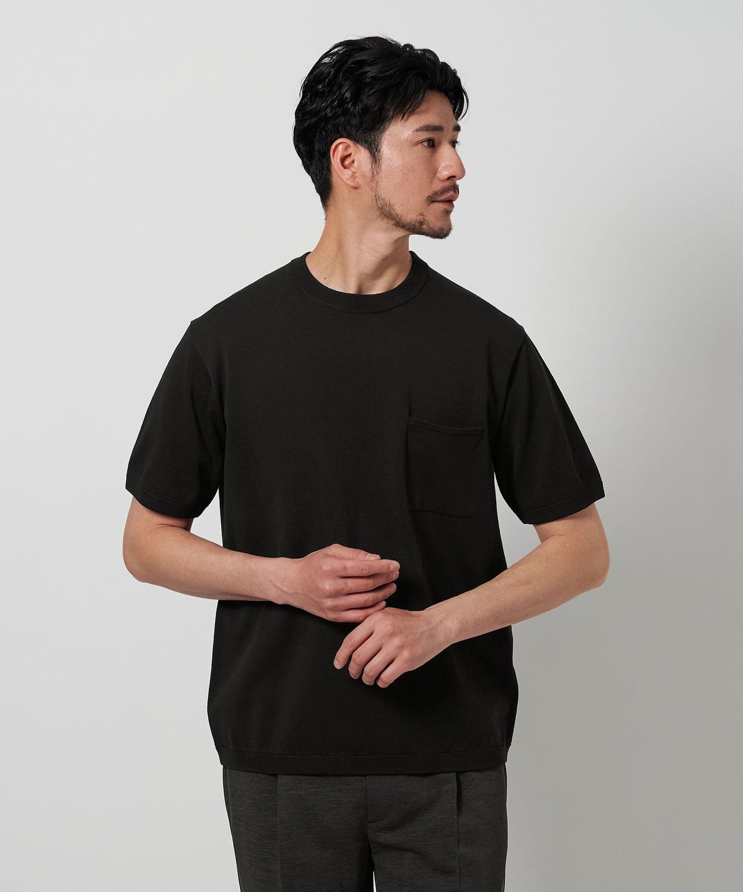 【ビューティ&ユース ユナイテッドアローズ/BEAUTY&YOUTH / UNITED ARROWS / MEN】の【WEB限定 WARDROBE SMART】マシーンウォッシュ 1ポケット ニット Tシャツ【抗菌・防臭】 インテリア・キッズ・メンズ・レディースファッション・服の通販 founy(ファニー) 　ファッション　Fashion　メンズファッション　Fashion for Men　ウォッシャブル　Machine Washable　抗菌　Antibacterial, Bacteria-Resistant　サングラス　Sunglasses, Shades　ジャケット　Jacket, Outerwear　スマート　Smart, Elegant　ファブリック　Fabric, Textile　フィット　Fit, Slim Fit　ポケット　Pocket, Pocket Detail　ラウンド　Round, Round Neck　レギュラー　Regular, Standard Fit　おすすめ　Recommended / Our Picks　BLACK|ID: prp329100004583322 ipo3291000000033000421