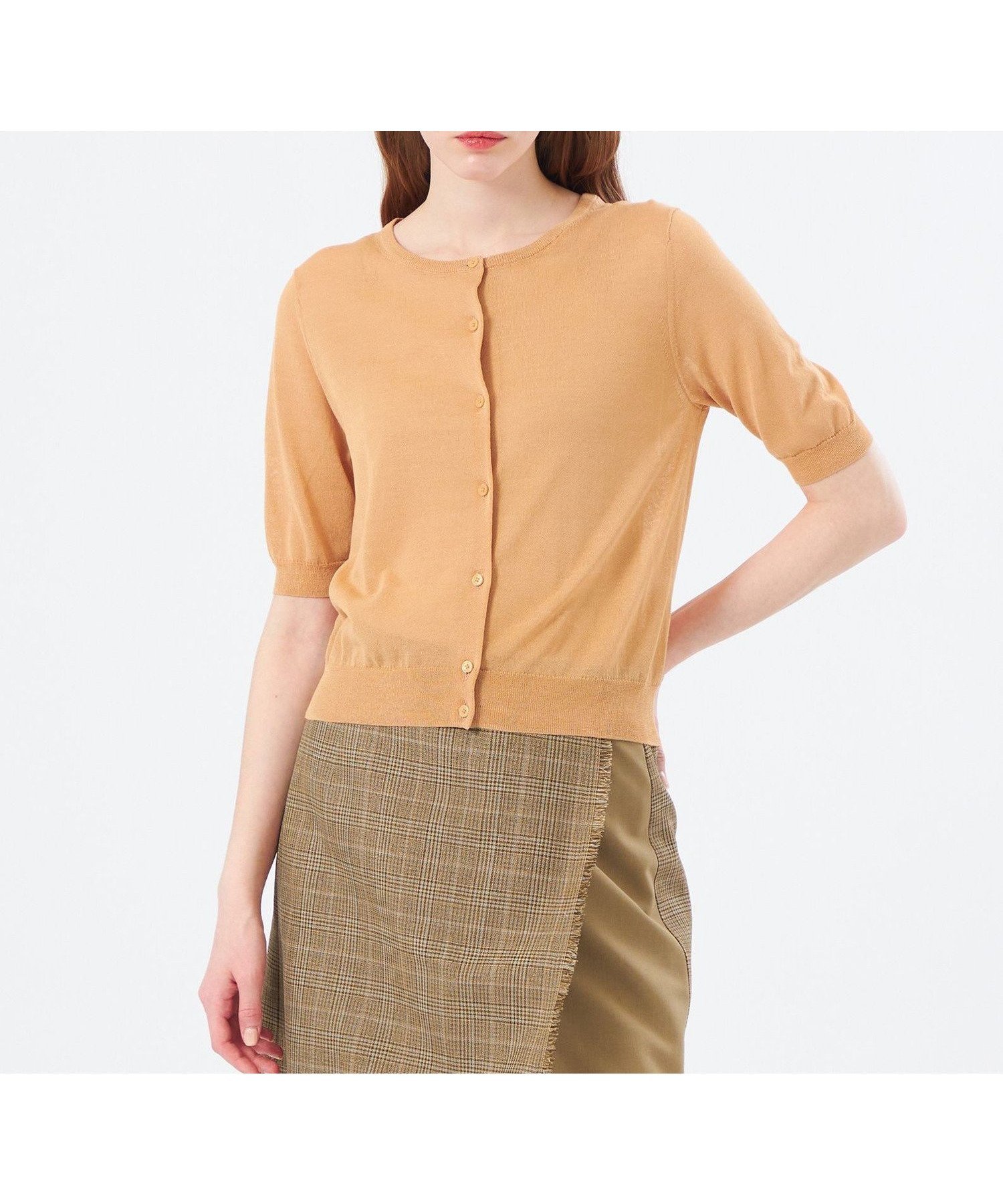 【マッキントッシュ フィロソフィー/MACKINTOSH PHILOSOPHY】の【Heavenly Sheer Knit】 ハーフスリーブカーディガン インテリア・キッズ・メンズ・レディースファッション・服の通販 founy(ファニー) 　ファッション　Fashion　レディースファッション　WOMEN　トップス・カットソー　Tops/Tshirt　ニット　Knit Tops　カーディガン　Cardigans　おすすめ　Recommend　カーディガン　Cardigan　コンパクト　Compact　半袖　Short Sleeve　夏　Summer　春　Spring　秋　Autumn/Fall　オレンジ|ID: prp329100004583333 ipo3291000000032483522