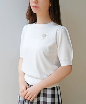 【ストロベリーフィールズ/STRAWBERRY FIELDS】のブーケビジュー半袖プルオーバー 人気、トレンドファッション・服の通販 founy(ファニー) ファッション Fashion レディースファッション Ladies' Fashion Online トップス・カットソー Tops/Tshirt プルオーバー Pullover シンプル Simple チェック Check ビジュー Bijou エレガント 上品 Elegant 今季 This Season 半袖 Short Sleeve 春 Spring |ID:prp329100004583429