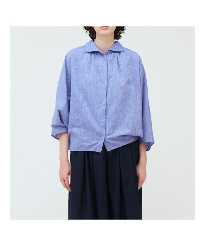 【マーコート/MARcourt】のmizuiro ind ギャザードルマンシャツ インテリア・キッズ・メンズ・レディースファッション・服の通販 founy(ファニー) https://founy.com/ ファッション Fashion レディースファッション Fashion for Women トップス・カットソー Cut & Sew Tops シャツ・ブラウス・オフィスカジュアル Elegant Blouses & Button-Ups バランス Balance, Style Balance ポケット Pocket, Pocket Detail レギュラー Regular, Standard Fit 人気 Popular, Best Seller 今季 This Season, Current Season 再入荷 Restock / Back in Stock 夏 Summer 無地 Plain, Solid Color |ID: prp329100004583430 ipo3291000000032974172
