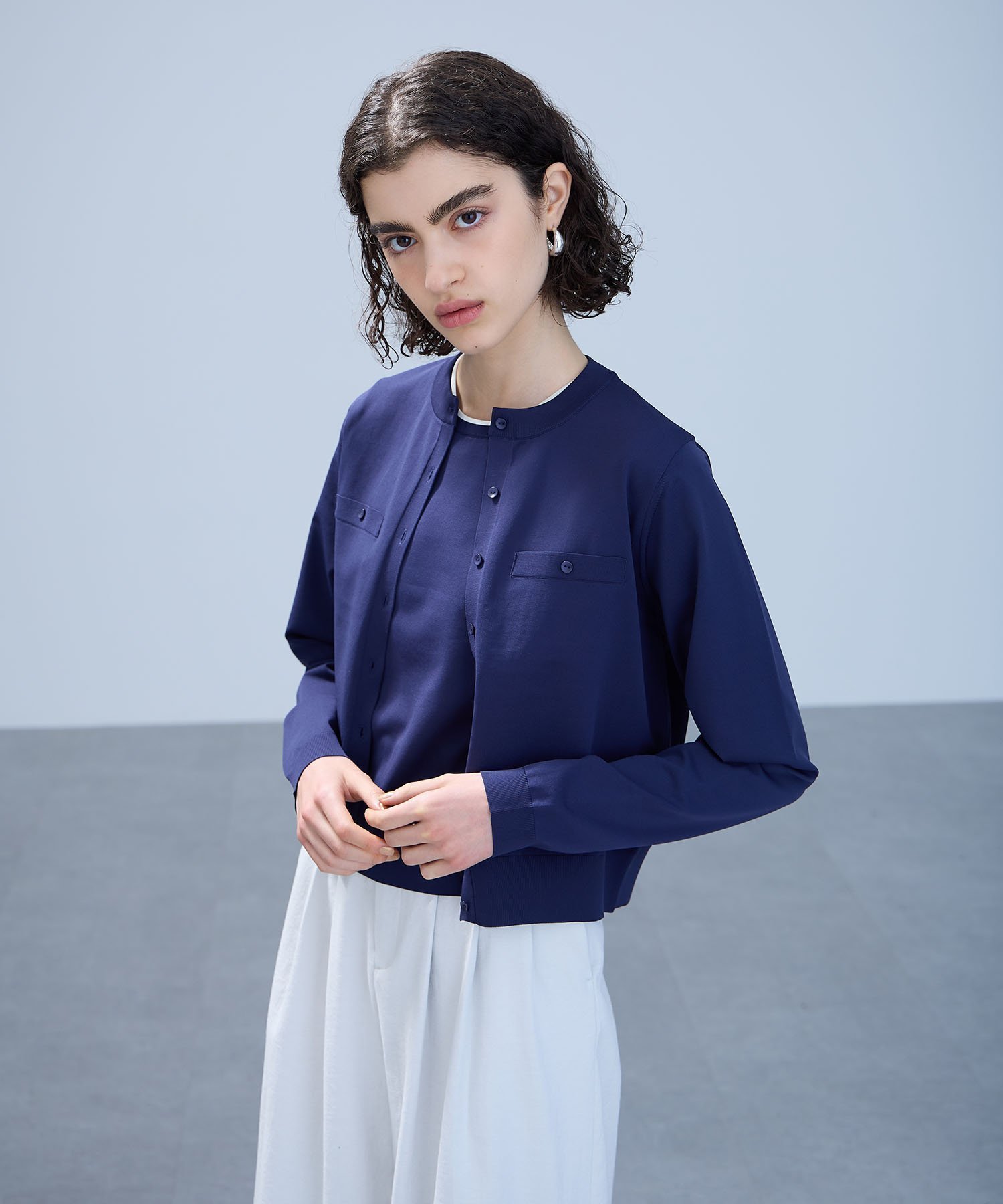 【ノーク/N.O.R.C】のクルーニットカーディガン【BEAUTY AIRY】 インテリア・キッズ・メンズ・レディースファッション・服の通販 founy(ファニー) 　ファッション　Fashion　レディースファッション　Ladies' Fashion Online　トップス・カットソー　Tops/Tshirt　ニット　Knit Tops　カーディガン　Cardigans　カーディガン　Cardigan　ジャケット　Jacket　ポケット　Pocket　ネイビー|ID: prp329100004583471 ipo3291000000032692214