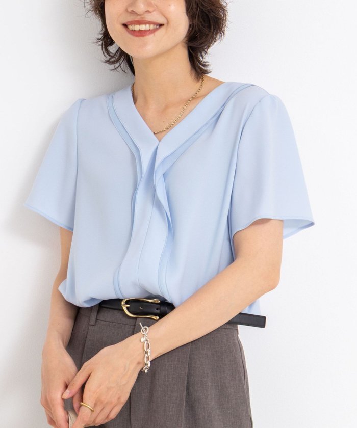 【ノーリーズ/NOLLEY'S】のジョーゼットVネックフリルブラウス インテリア・キッズ・メンズ・レディースファッション・服の通販 founy(ファニー) https://founy.com/ ファッション Fashion レディースファッション Fashion for Women トップス・カットソー Cut & Sew Tops シャツ・ブラウス・オフィスカジュアル Elegant Blouses & Button-Ups Vネックトップス V-Neck Tops / V-Cut Neckline Shirts 2025年 2025 2025春夏・S/S Spring/Summer 2025 SS25 おすすめ Recommended / Our Picks ジョーゼット Georgette, Semi-Sheer Fabric フリル Frill, Ruffle フロント Front, Front Design ワイド Wide, Wide Fit エレガント 上品 Elegant 半袖 Short Sleeve, Half Sleeve ビジネス 仕事 通勤 Business / Work / Commuting |ID: prp329100004583492 ipo3291000000032701590
