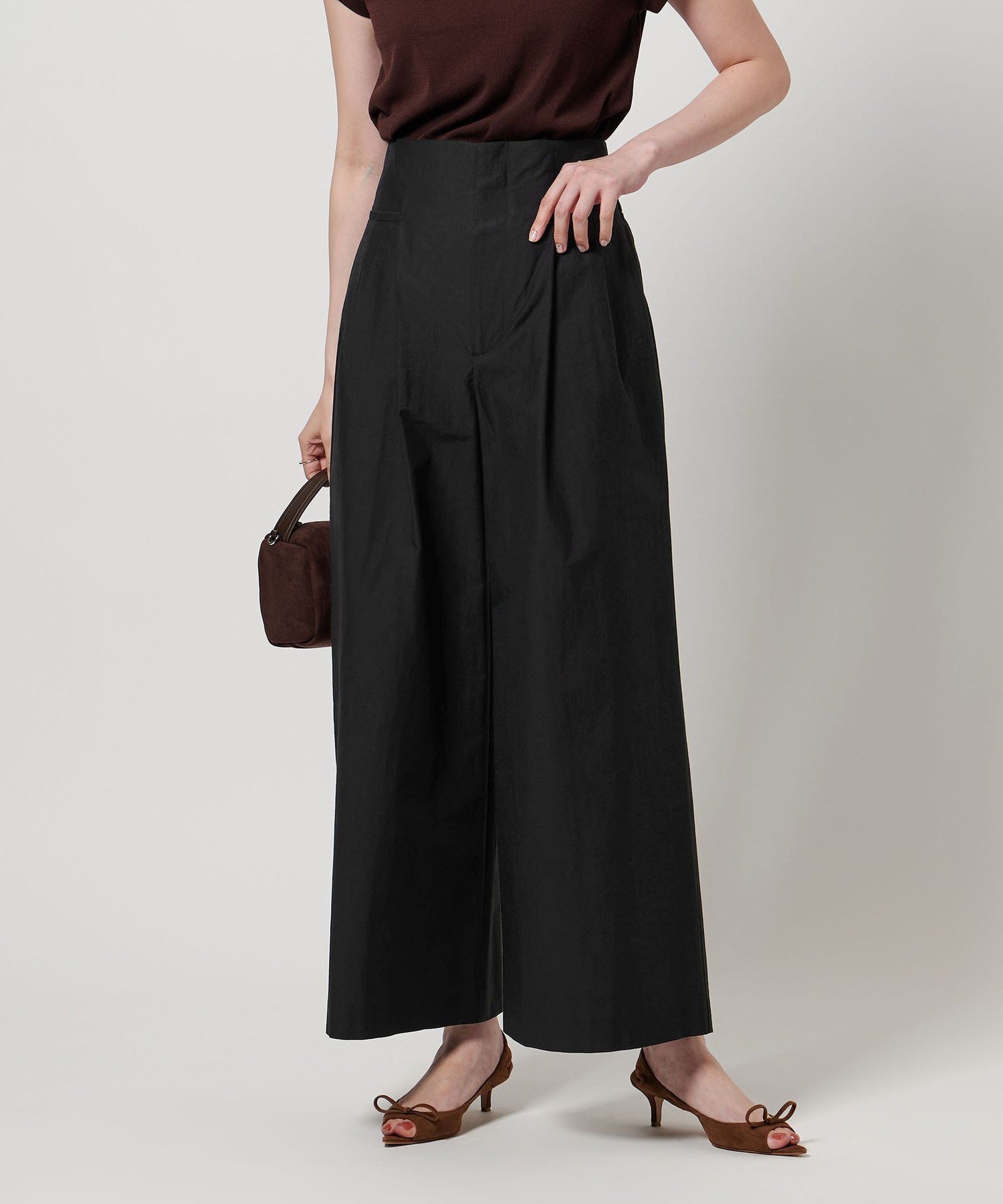 【ユナイテッドアローズ/UNITED ARROWS】のMANTECO POP ワイドパンツ インテリア・キッズ・メンズ・レディースファッション・服の通販 founy(ファニー) 　ファッション　Fashion　レディースファッション　Ladies' Fashion Online　パンツ　Pants　アンダー　Under　カットソー　Cut And Sew　切替　Switching　シャーリング　Shirring　ストライプ　Stripe　セットアップ　Set Up　フィット　Fit　ワイド　Wide　おすすめ　Recommend　BLACK|ID: prp329100004583550 ipo3291000000032610796