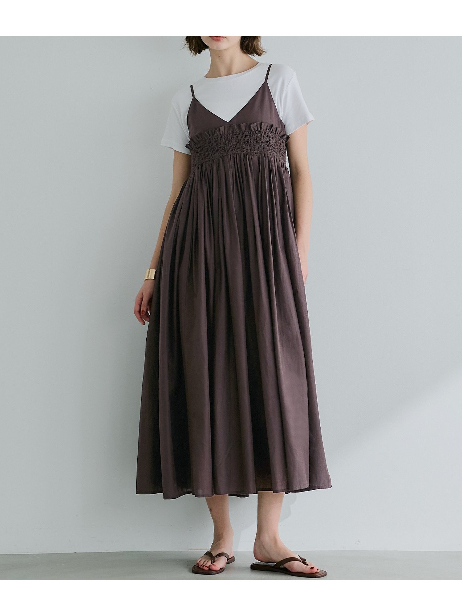 【コカ/COCA】のギャザーキャミワンピース インテリア・キッズ・メンズ・レディースファッション・服の通販 founy(ファニー) 　ファッション　Fashion　レディースファッション　Fashion for Women　ワンピース　Dresses　キャミソールワンピース　Camisole Dresses　インド　Indian Textile　インナー　Innerwear　キャミワンピース　Cami Dress, Slip Dress　ギャザー　Gathered, Ruffled　シャーリング　Shirring, Ruched　タンク　Tank Top, Sleeveless Top　デニム　Denim, Jeans Material　フィット　Fit, Slim Fit　ポケット　Pocket, Pocket Detail　ラップ　Wrap, Wrap Design　リラックス　Relax, Relaxed Fit　おすすめ　Recommended / Our Picks　Brown|ID: prp329100004583681 ipo3291000000032698191