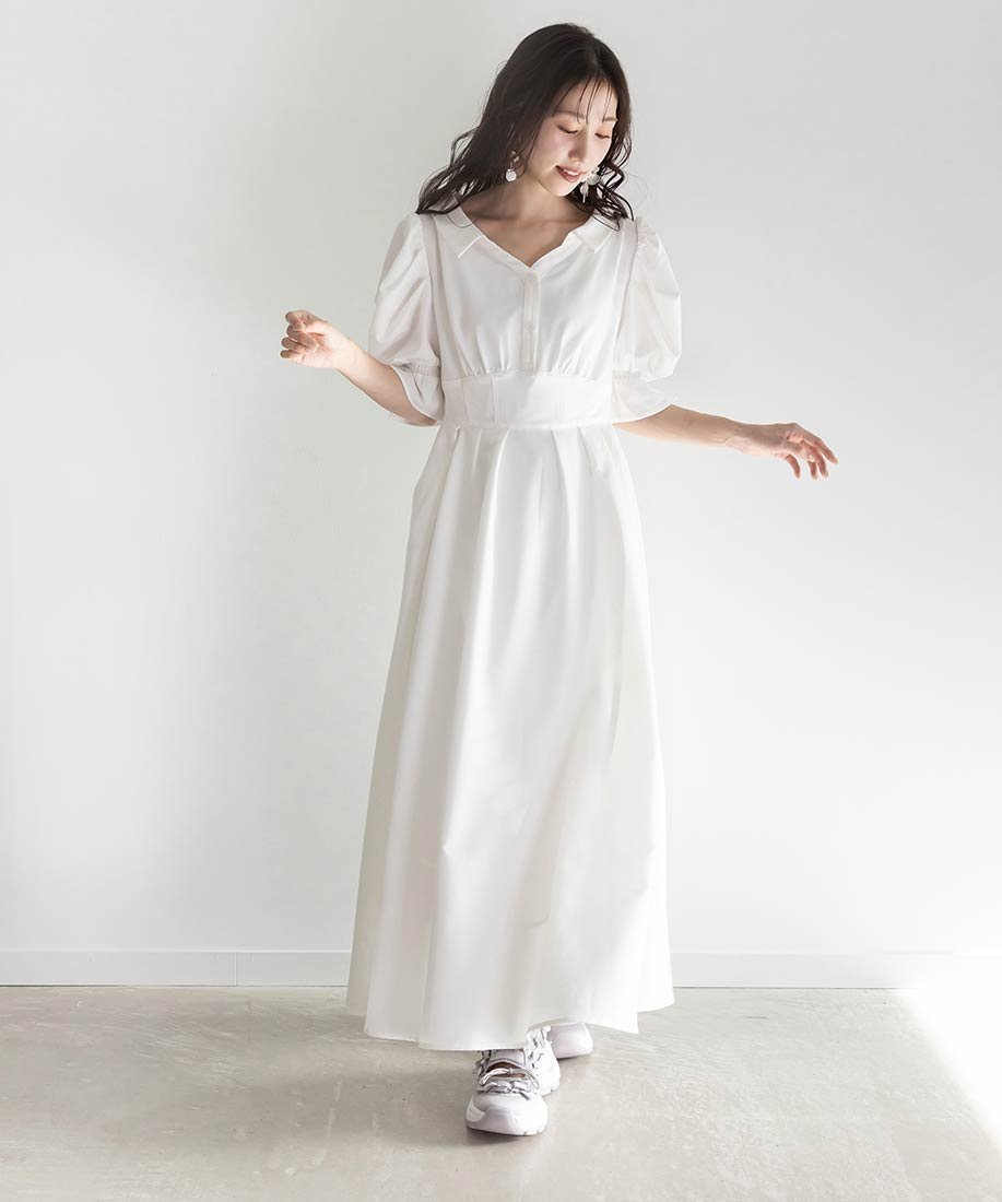【ランダ/RANDA】のウエストタックフレアワンピース 人気、トレンドファッション・服の通販 founy(ファニー) 　ファッション　Fashion　レディースファッション　Ladies' Fashion Online　ワンピース　Dress　インナーキャミ　Inner Cami　シューズ　Shoes　シンプル　Simple　ストライプ　Stripe　スリーブ　Sleeve　デコルテ　Decolletage　フレア　Flare　 other-1|ID: prp329100004583919 ipo3291000000032700379