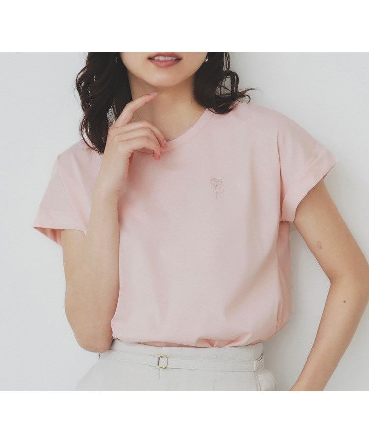 【インデックス/INDEX】の《6色展開/S-3Lサイズ》フラワー刺繍Tシャツ【汗ジミ防止/吸水速乾/接触冷感/UVケア/洗濯機洗い可】 インテリア・キッズ・メンズ・レディースファッション・服の通販 founy(ファニー) 　ファッション　Fashion　レディースファッション　Ladies' Fashion Online　トップス・カットソー　Tops/Tshirt　シャツ/ブラウス　Shirts/Blouses　ロング / Tシャツ　T-Shirts　シンプル　Simple　フラワー　Flower　フロント　Front　ボトム　Bottom　ワンポイント　One Point　吸水　Water Absorption　夏　Summer　ライトピンク|ID: prp329100004583969 ipo3291000000032624768
