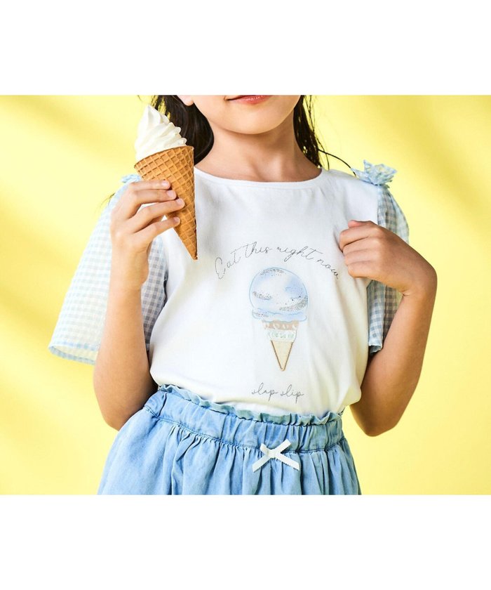 【その他のブランド/Other】の【吸汗速乾】アイスクリームケーキモチーフリボンシアースリーブTシャツ(80~130cm) インテリア・キッズ・メンズ・レディースファッション・服の通販 founy(ファニー) https://founy.com/ ファッション Fashion キッズファッション Fashion for Kids 2025年 2025 2025春夏・S/S Spring/Summer 2025 SS25 シアー Sheer, See-Through スリーブ Sleeve, Long Sleeve / Short Sleeve パッチ Patch, Appliqué フロント Front, Front Design モチーフ Motif, Design Theme リボン Ribbon, Bow レース Lace, Lace Fabric 夏 Summer |ID: prp329100004584038 ipo3291000000033507445
