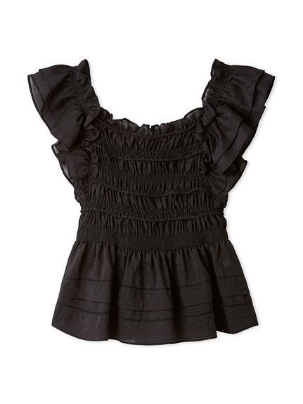 【フレイ アイディー/FRAY I.D】のフリルシャーリングデザインブラウス 人気、トレンドファッション・服の通販 founy(ファニー) 　ファッション　Fashion　レディースファッション　Ladies' Fashion Online　トップス・カットソー　Tops/Tshirt　シャツ/ブラウス　Shirts/Blouses　オフショルダー　Off Shoulder　ギャザー　Gather　コンパクト　Compact　シャーリング　Shirring　スリット　Slit　チェック　Check　定番　Standard　フリル　Frills　ボトム　Bottom　リボン　Ribbon　ワーク　Work　夏　Summer　 other-1|ID: prp329100004584124 ipo3291000000032496030