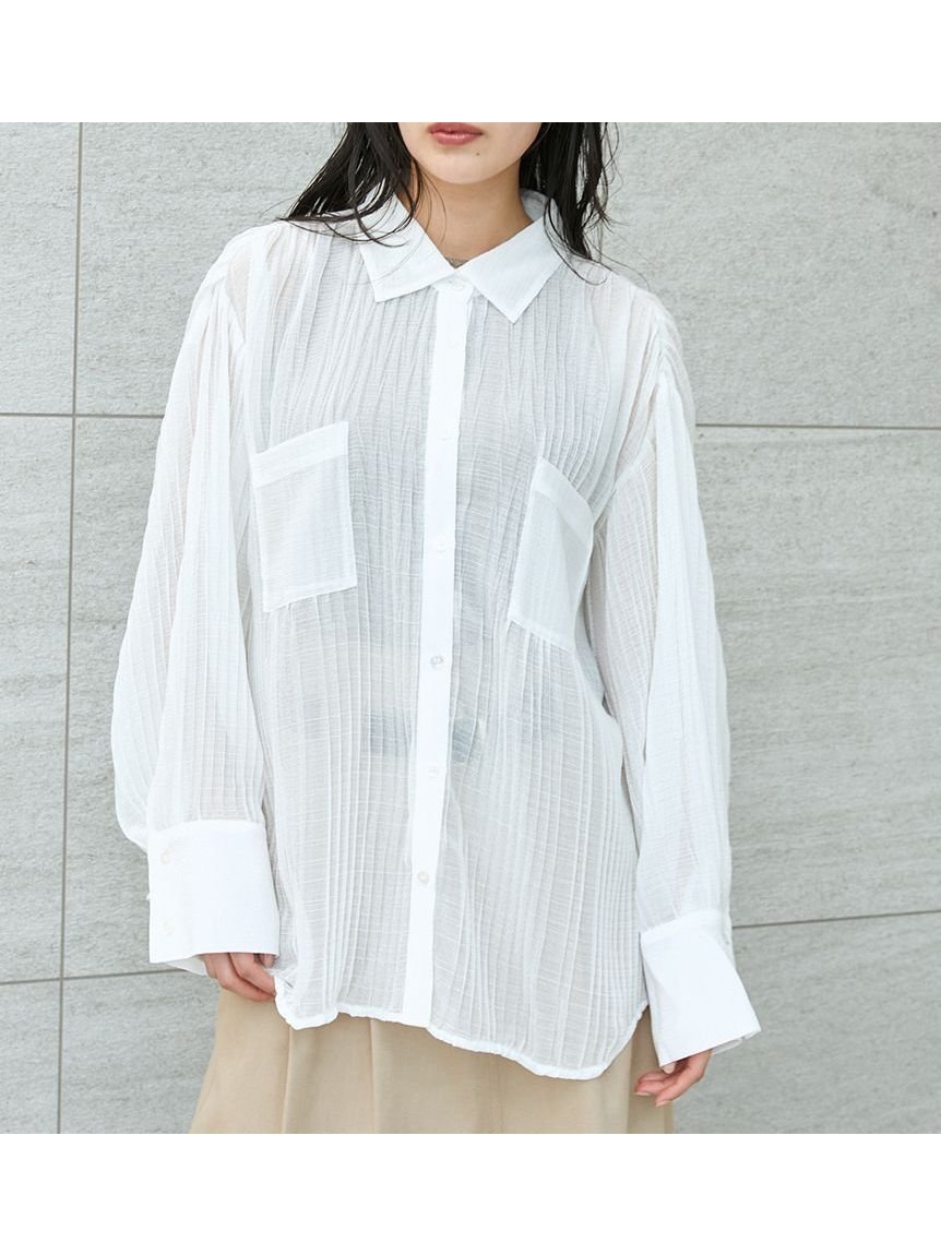 【スナイデル/SNIDEL】のシアープリーツシャツ インテリア・キッズ・メンズ・レディースファッション・服の通販 founy(ファニー) 　ファッション　Fashion　レディースファッション　WOMEN　トップス・カットソー　Tops/Tshirt　シャツ/ブラウス　Shirts/Blouses　インナー　Inner　春　Spring　シアー　Sheer　ジョーゼット　Georgette　ストレート　Straight　チェック　Check　フォルム　Form　S/S・春夏　Ss・Spring/Summer　おすすめ　Recommend　夏　Summer　WHT[001]|ID: prp329100004584301 ipo3291000000032498584