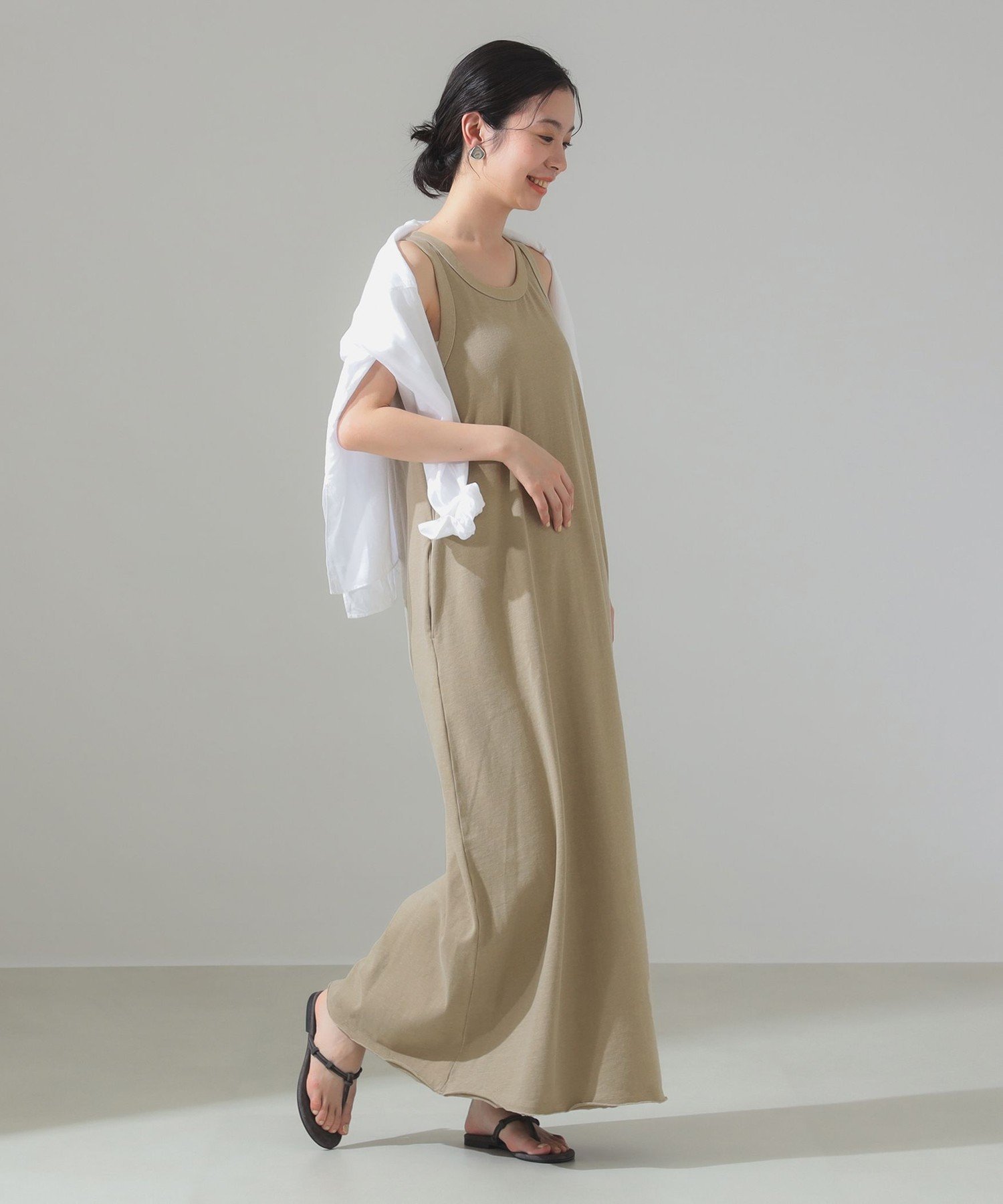 【デミルクス ビームス/Demi-Luxe BEAMS】のヴィンテージ 天竺ワンピース インテリア・キッズ・メンズ・レディースファッション・服の通販 founy(ファニー) 　ファッション　Fashion　レディースファッション　Fashion for Women　ワンピース　Dresses　カーディガン　Cardigan, Knitwear　シンプル　Simple, Minimal　ノースリーブ　Sleeveless, No-Sleeve　ベーシック　Basic, Essential　ヴィンテージ　Vintage Style　SAND|ID: prp329100004584573 ipo3291000000032750971