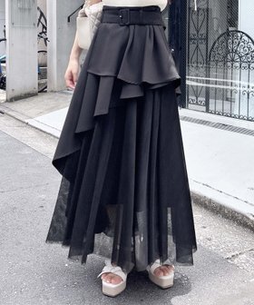【イング/INGNI】のINGNI/共ベルト付チュール切替アシメSK 人気、トレンドファッション・服の通販 founy(ファニー) ファッション Fashion レディースファッション Fashion for Women スカート Skirts ベルト&ウエストマーク Belts & Waist Accessories アシンメトリー Asymmetrical Style コンパクト Compact, Small Size 切替 Switching, Contrast Panel シアー Sheer, See-Through スクエア Square, Square Shape スマホ Smartphone, Mobile Device チュール Tulip, Tulip Motif トレンド Trend, Trending Now フレア Flare, Flared ロング Long, Long-Length |ID:prp329100004584664