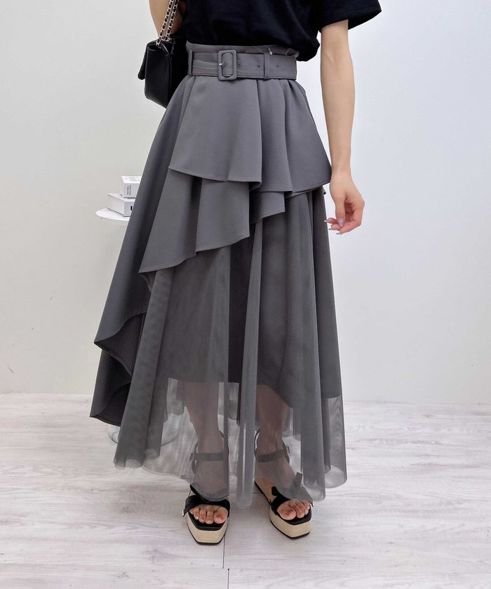 【イング/INGNI】のINGNI/共ベルト付チュール切替アシメSK インテリア・キッズ・メンズ・レディースファッション・服の通販 founy(ファニー) https://founy.com/ ファッション Fashion レディースファッション Fashion for Women スカート Skirts ベルト&ウエストマーク Belts & Waist Accessories アシンメトリー Asymmetrical Style コンパクト Compact, Small Size 切替 Switching, Contrast Panel シアー Sheer, See-Through スクエア Square, Square Shape スマホ Smartphone, Mobile Device チュール Tulip, Tulip Motif トレンド Trend, Trending Now フレア Flare, Flared ロング Long, Long-Length |ID: prp329100004584664 ipo3291000000032579581