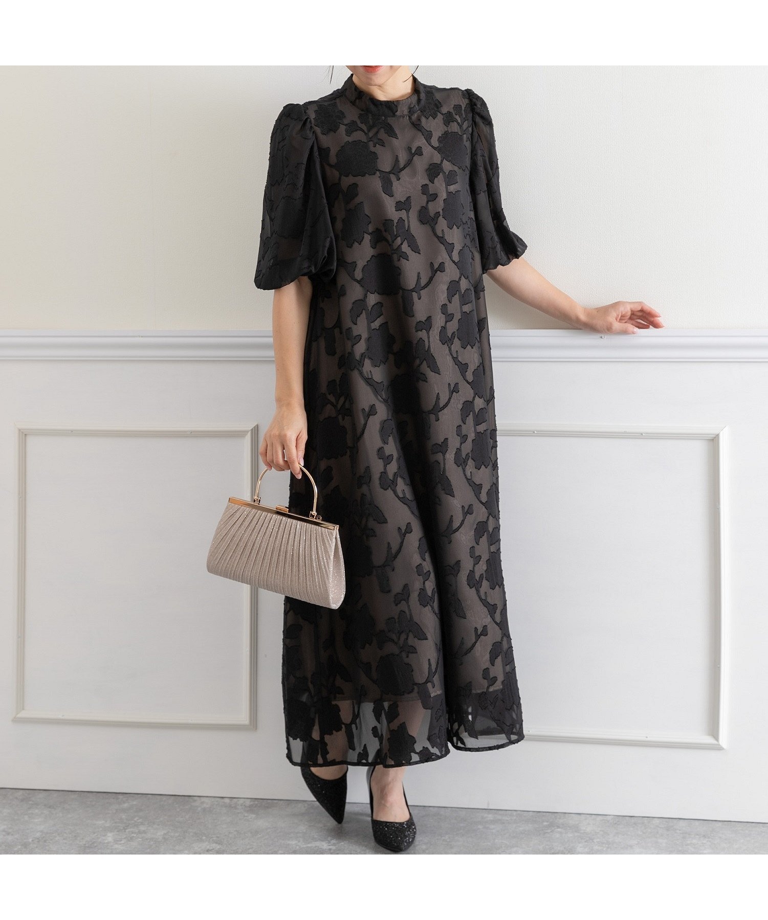【プレフェリール/PREFERIR】のランタンスリーブAラインワンピース インテリア・キッズ・メンズ・レディースファッション・服の通販 founy(ファニー) 　ファッション　Fashion　レディースファッション　Ladies' Fashion Online　ワンピース　Dress　Aラインワンピース　A-line Dress　カーディガン　Cardigan　ショート　Short　ジャケット　Jacket　スリーブ　Sleeve　バランス　Balance　二次会　Wedding Party　結婚式　Wedding Ceremony　ブラック|ID: prp329100004584666 ipo3291000000032623958