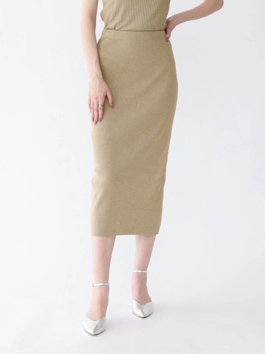 【ラシュッド/LASUD】のラスターリブニットスカート インテリア・キッズ・メンズ・レディースファッション・服の通販 founy(ファニー) 　ファッション　Fashion　レディースファッション　Fashion for Women　スカート　Skirts　スリット　Slit, Slit Detail　トレンド　Trend, Trending Now　リュクス　Luxury, Elegant, High-End, Chic　エレガント 上品　Elegant　ゴールド|ID: prp329100004584715 ipo3291000000032664794