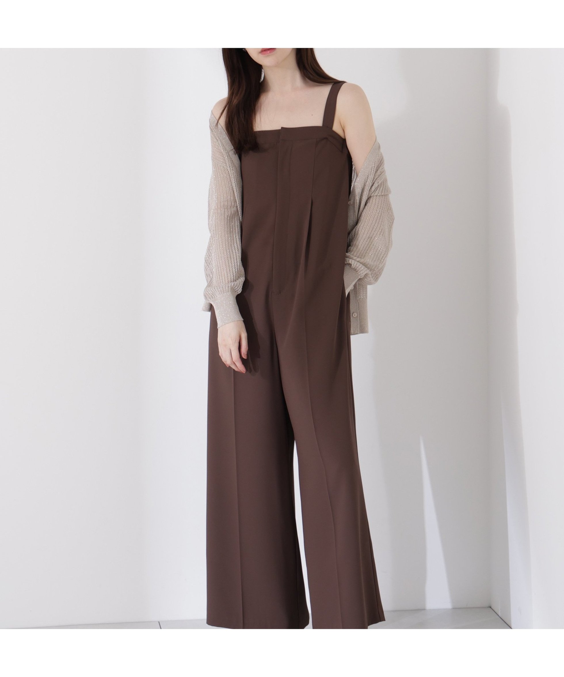 【プロポーション ボディドレッシング/PROPORTION BODY DRESSING】の2wayベアオールインワン インテリア・キッズ・メンズ・レディースファッション・服の通販 founy(ファニー) 　ファッション　Fashion　レディースファッション　Ladies' Fashion Online　ワンピース　Dress　オールインワン ワンピース　All In One Dress　おすすめ　Recommend　シアー　Sheer　パターン　Pattern　ルーズ　Loose　ブラウン|ID: prp329100004584766 ipo3291000000032503864