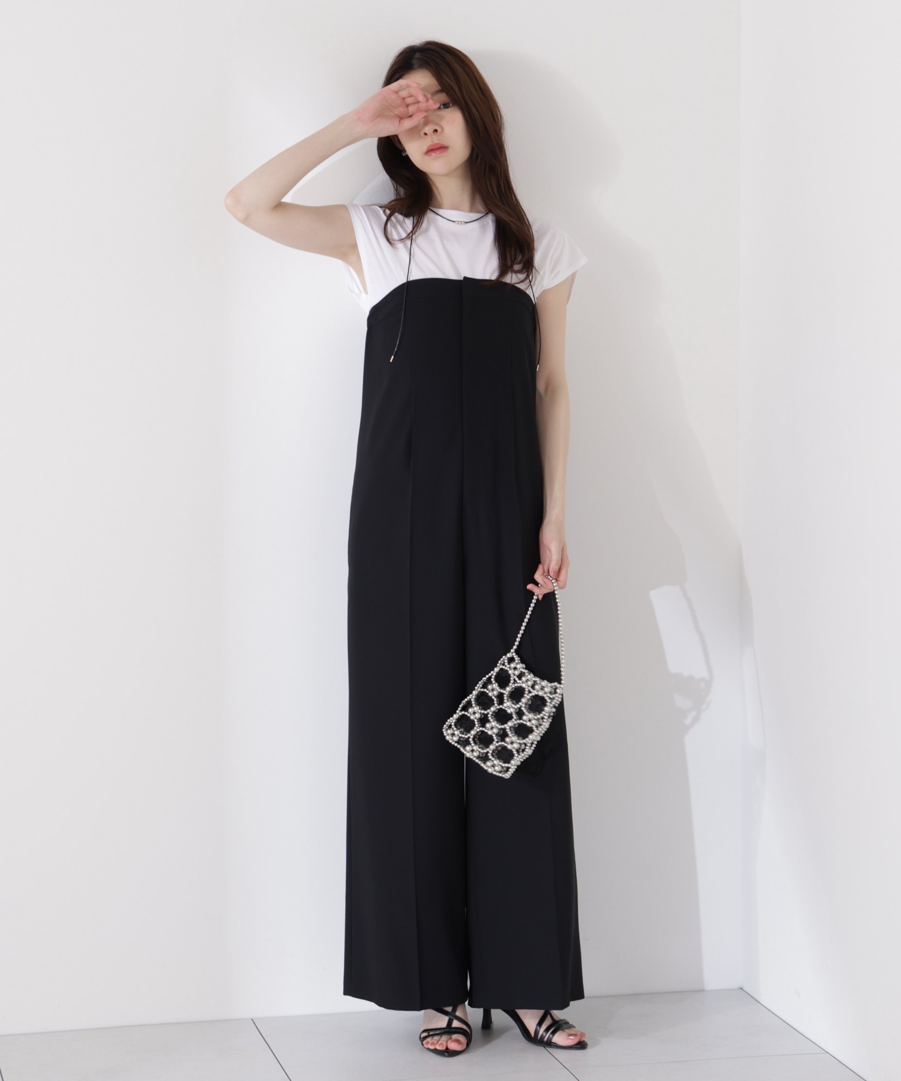 【プロポーション ボディドレッシング/PROPORTION BODY DRESSING】の2wayベアオールインワン インテリア・キッズ・メンズ・レディースファッション・服の通販 founy(ファニー) 　ファッション　Fashion　レディースファッション　Ladies' Fashion Online　ワンピース　Dress　オールインワン ワンピース　All In One Dress　おすすめ　Recommend　シアー　Sheer　パターン　Pattern　ルーズ　Loose　ブラック|ID: prp329100004584766 ipo3291000000032503865
